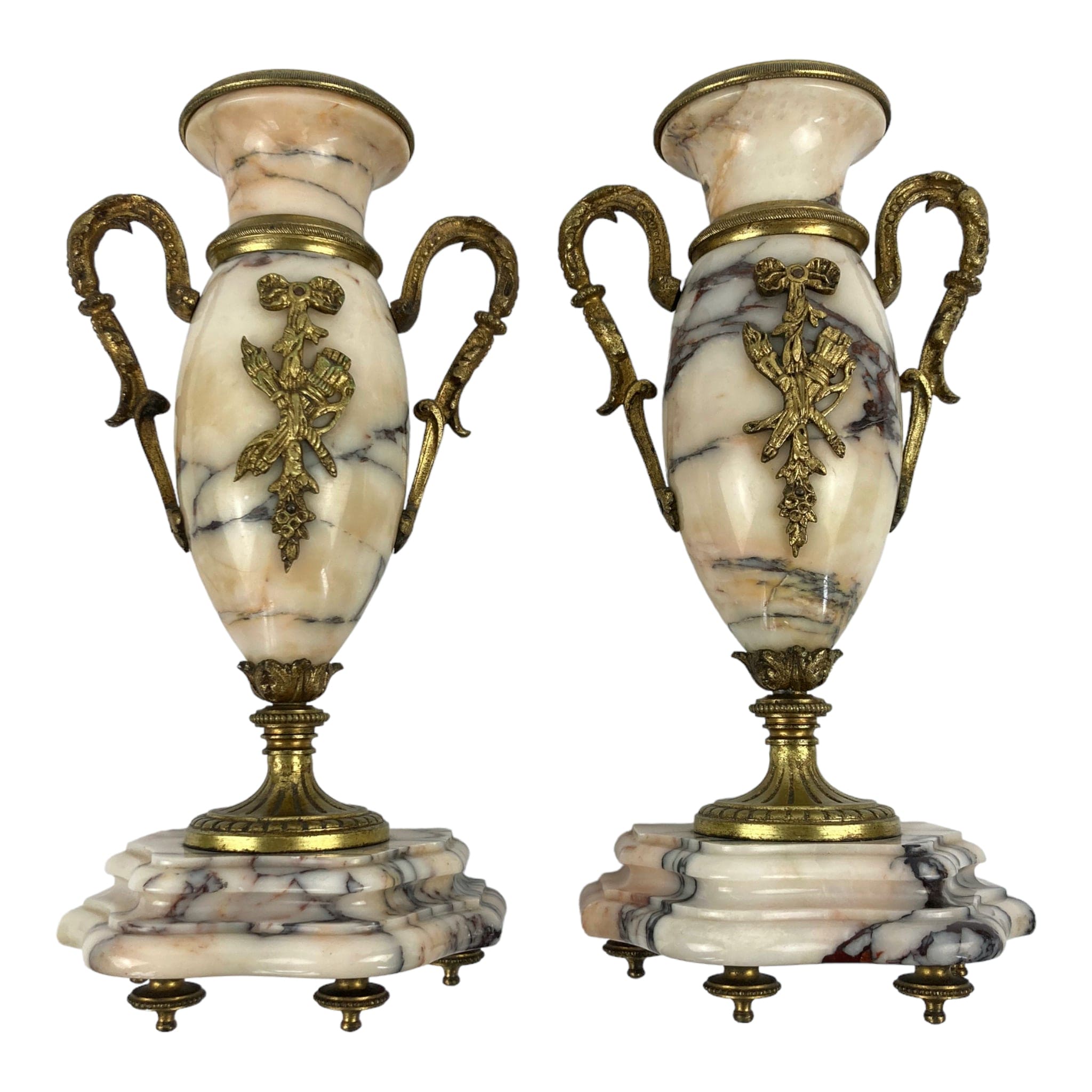 Paire de cassolettes en marbre