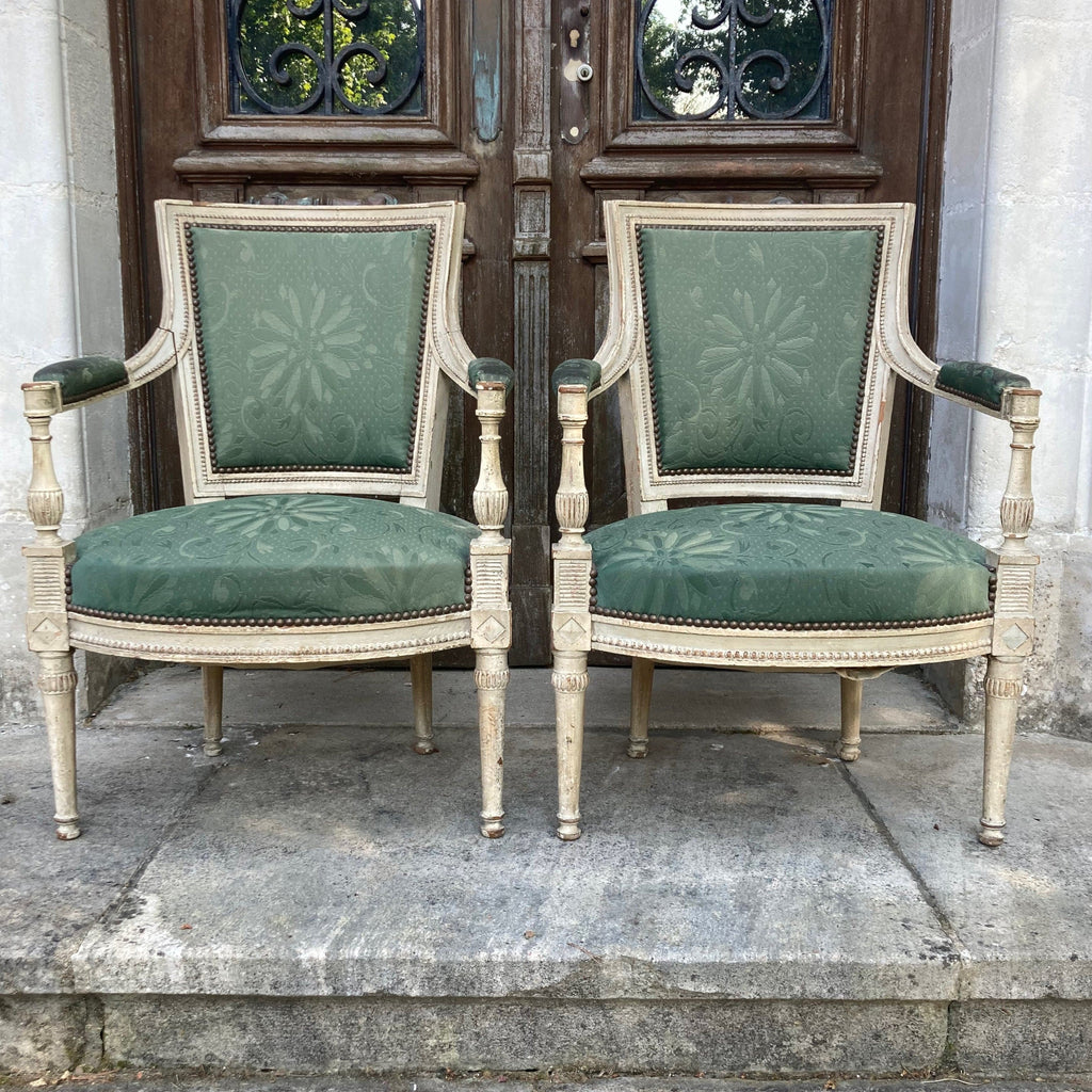 Paire de fauteuils en bois laqué d' époque Directoire