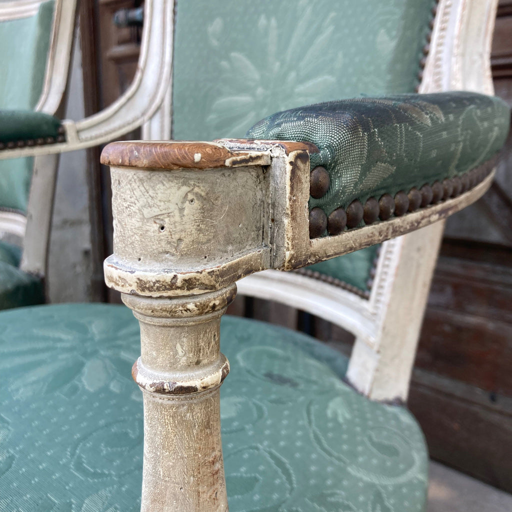 Paire de fauteuils en bois laqué d' époque Directoire