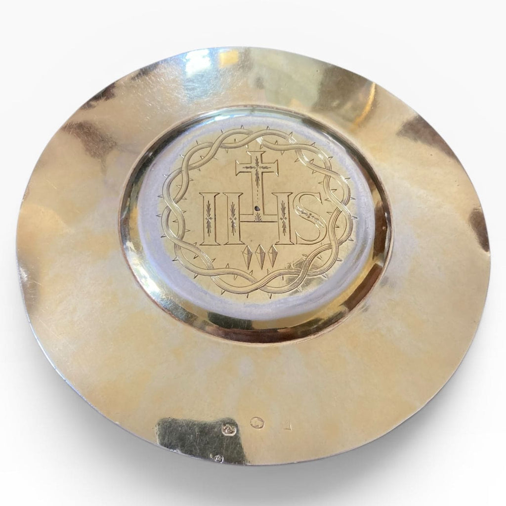 Patène pour calice en argent et vermeil de la fin du 18ème.