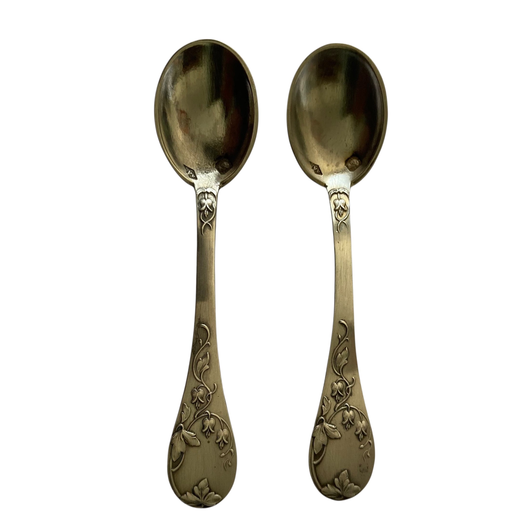 Paire de pelles à sel en argent massif pour salerons