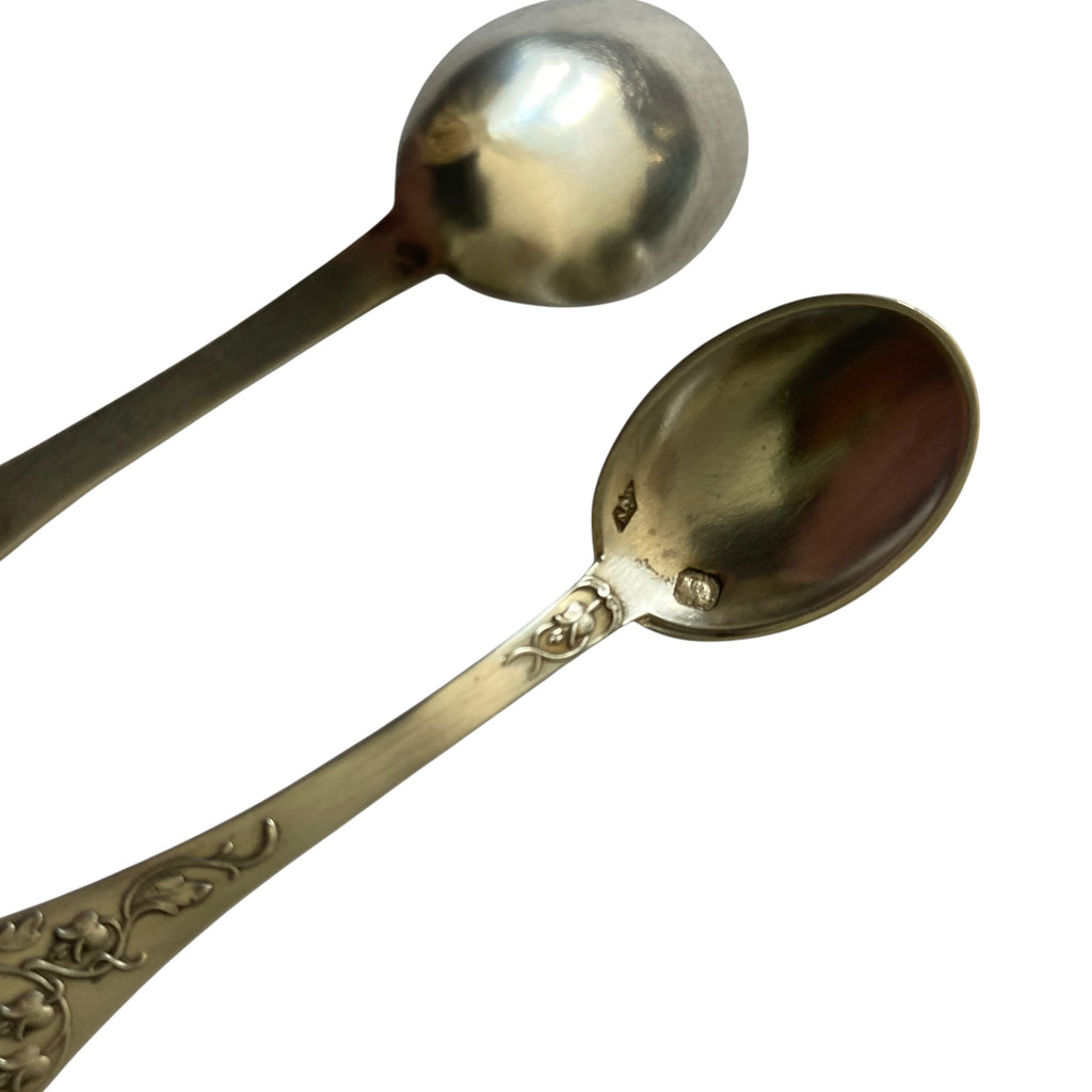 Paire de pelles à sel en argent massif pour salerons