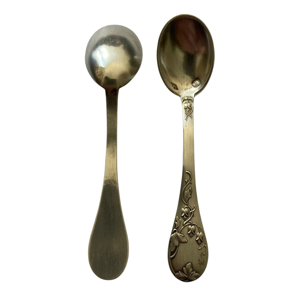 Paire de pelles à sel en argent massif pour salerons