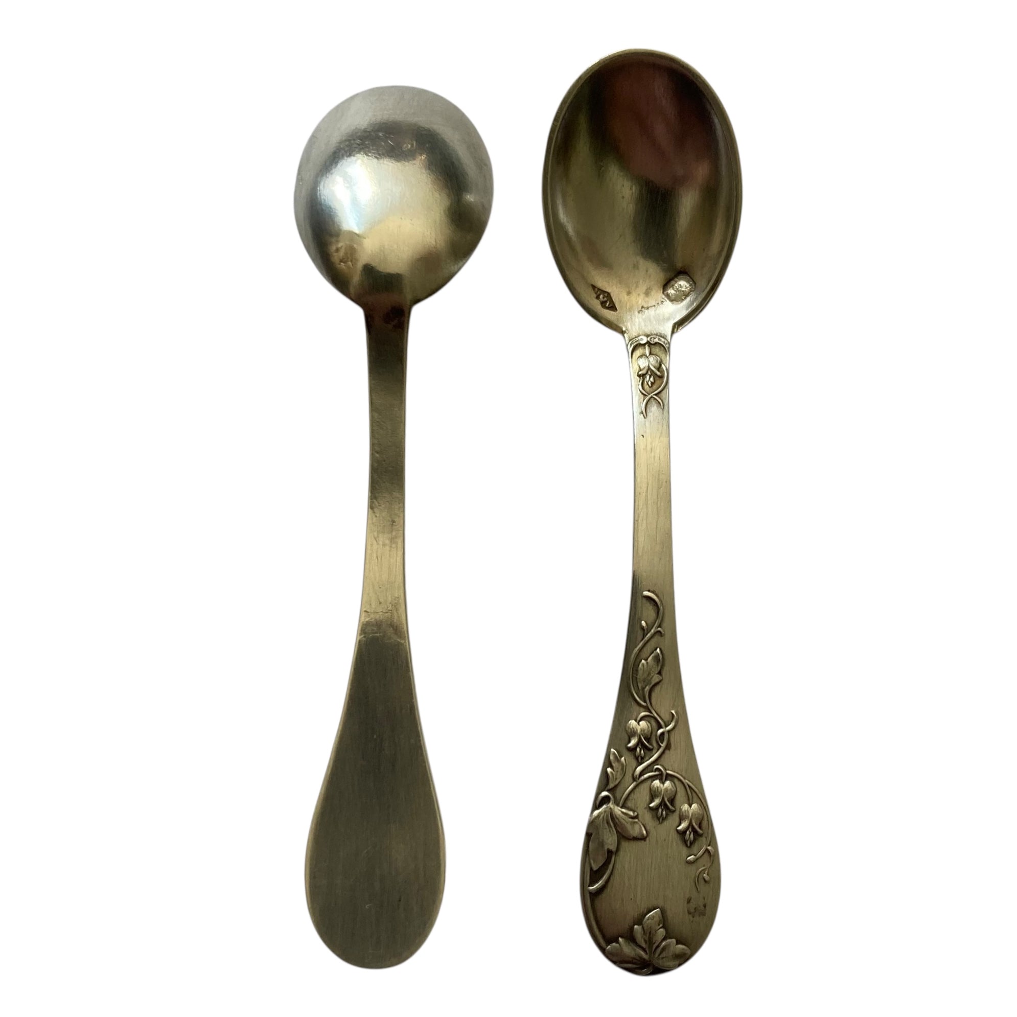 Paire de pelles à sel en argent massif pour salerons