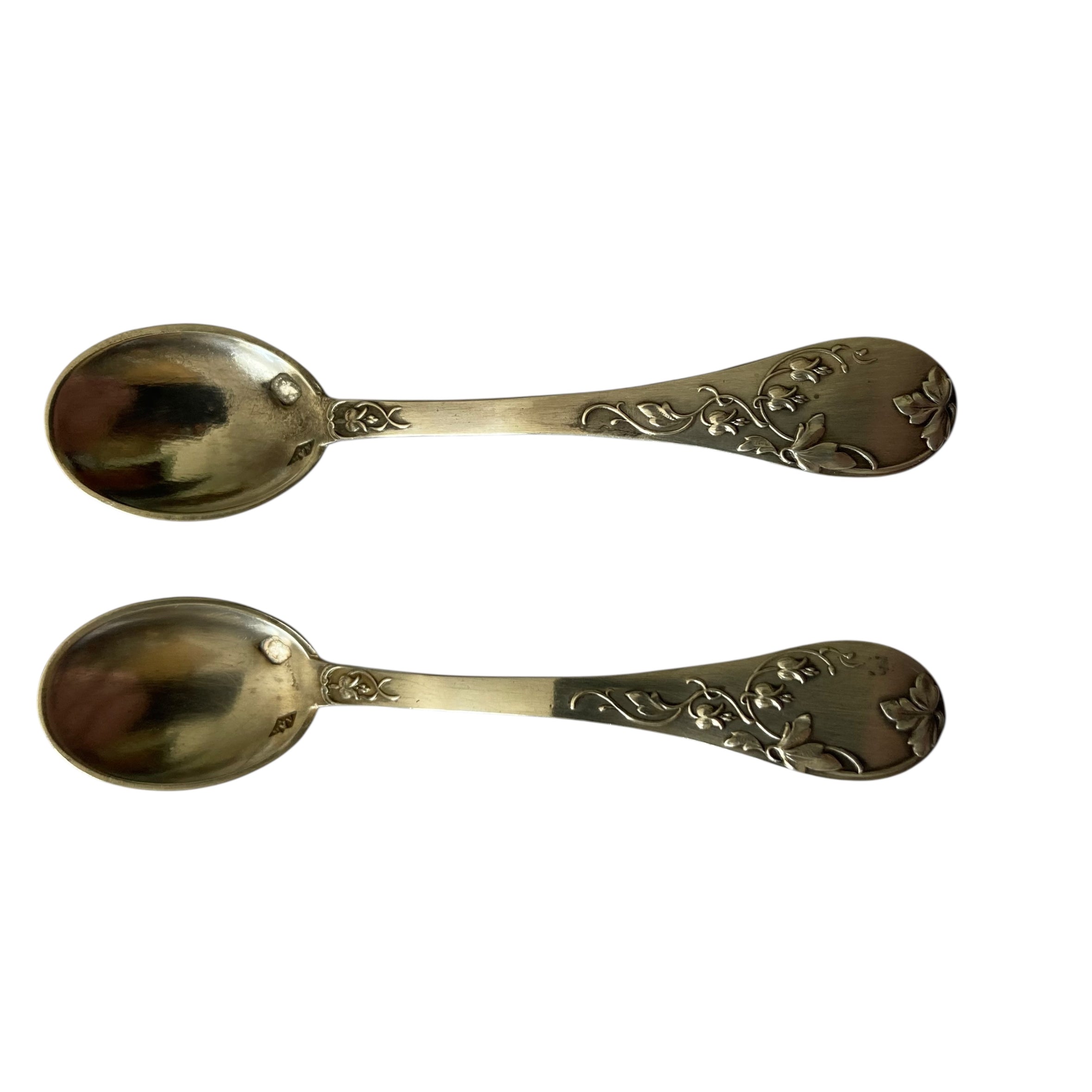 Paire de pelles à sel en argent massif pour salerons