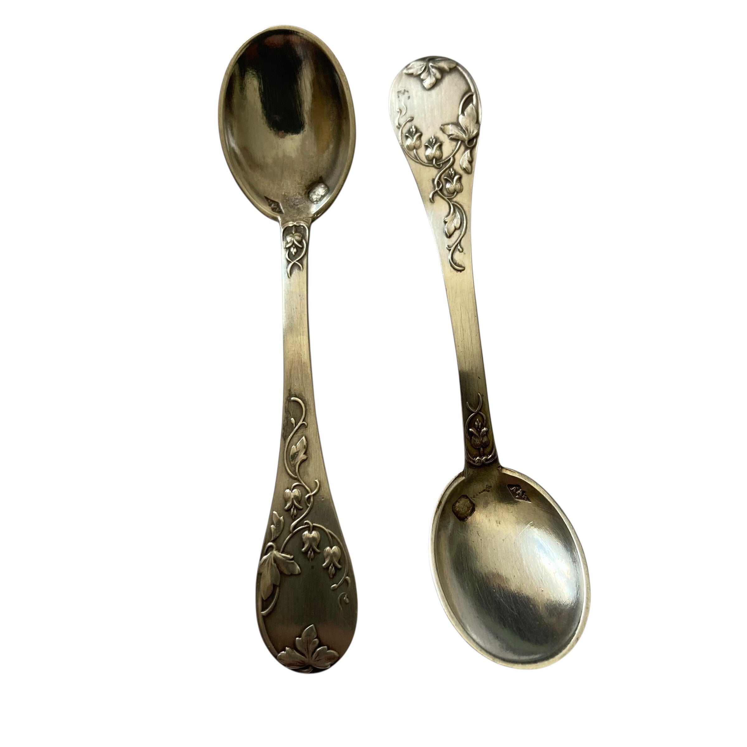 Paire de pelles à sel en argent massif pour salerons