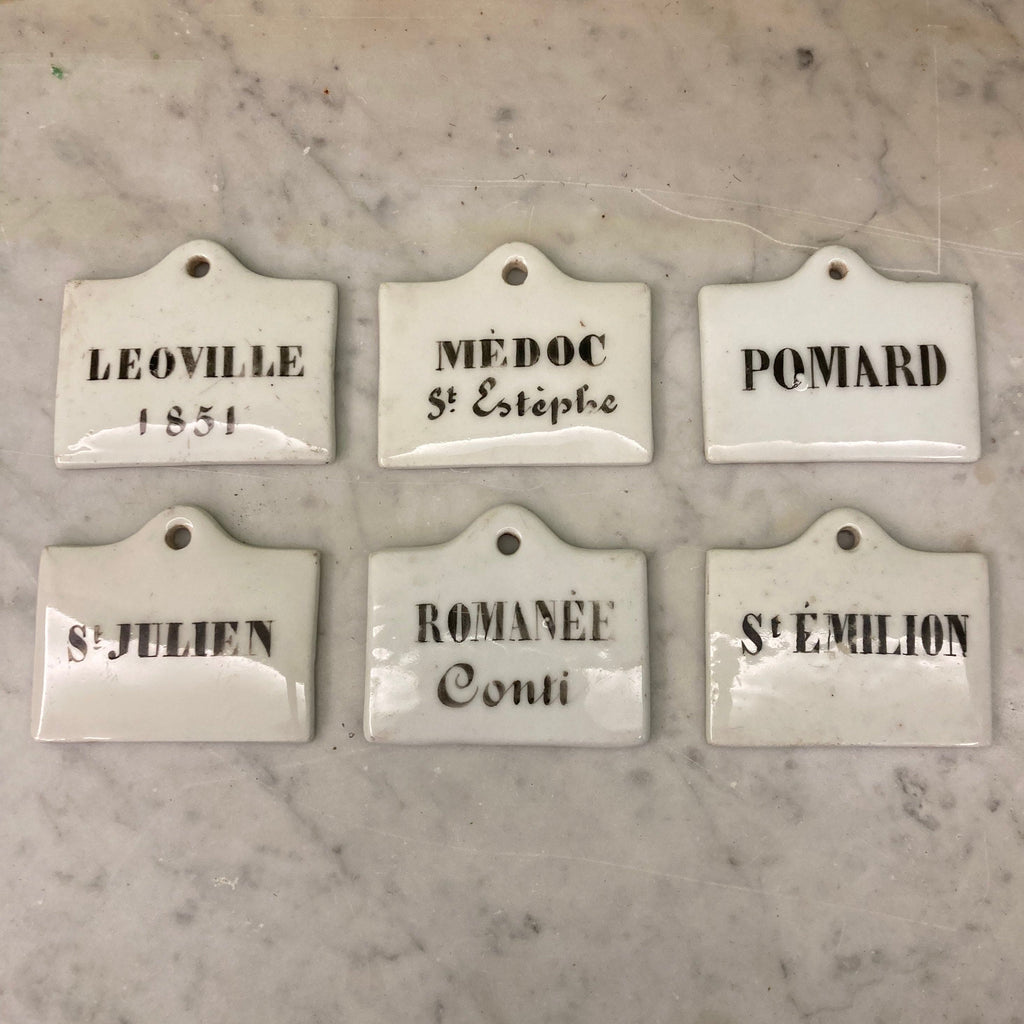 6 plaques pour cave à vins en porcelaine  du 19ème siècle