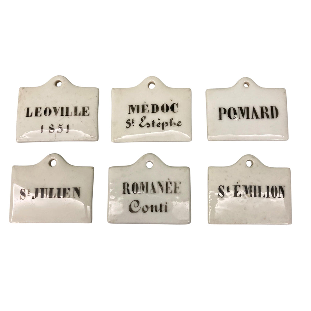 6 plaques pour cave à vins en porcelaine  du 19ème siècle