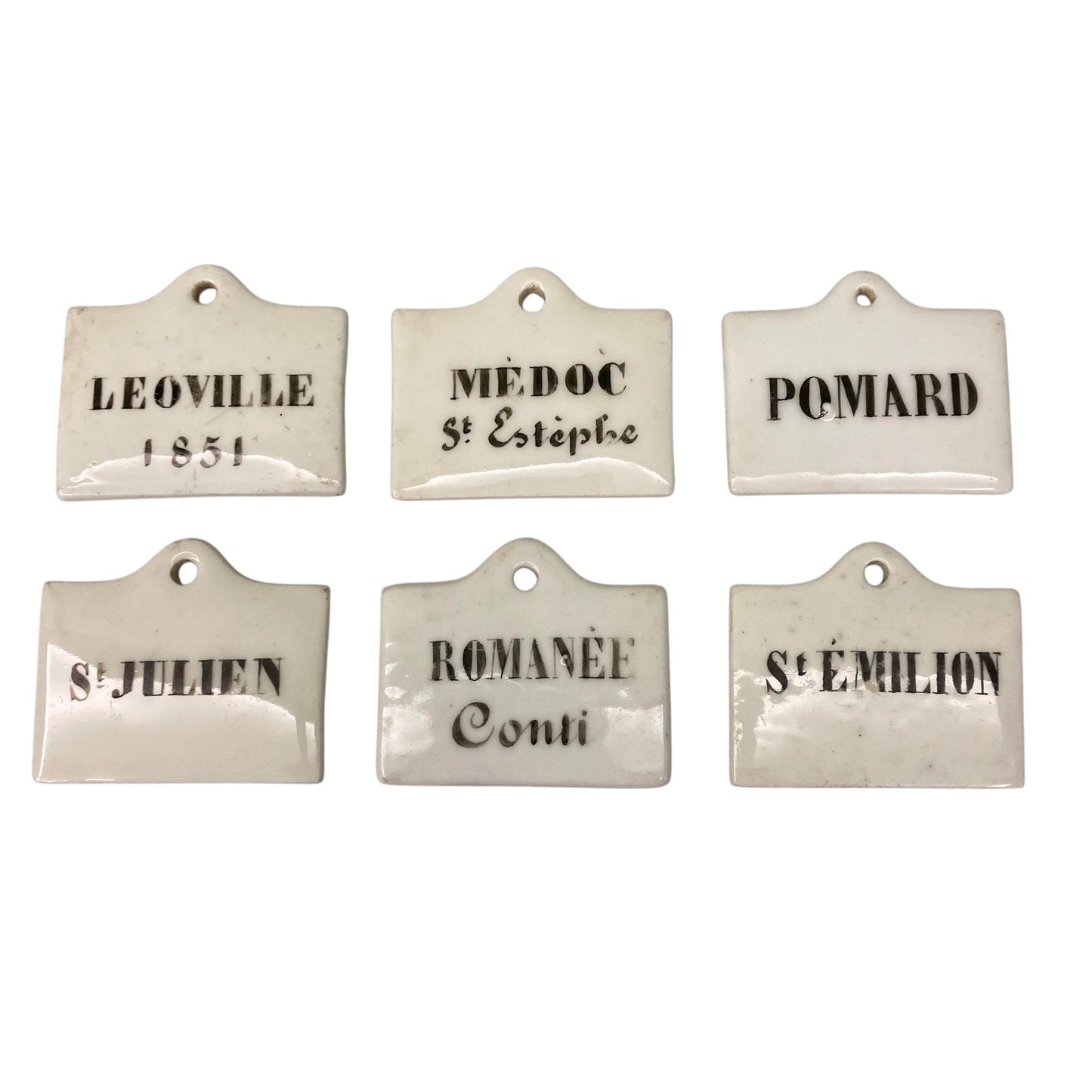 6 plaques pour cave à vins en porcelaine  du 19ème siècle