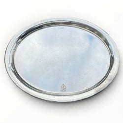 Plat de service ovale en métal argenté Hotel Platterhof Obersalzberg Berchtesgaden 29,5 x 22 cm
