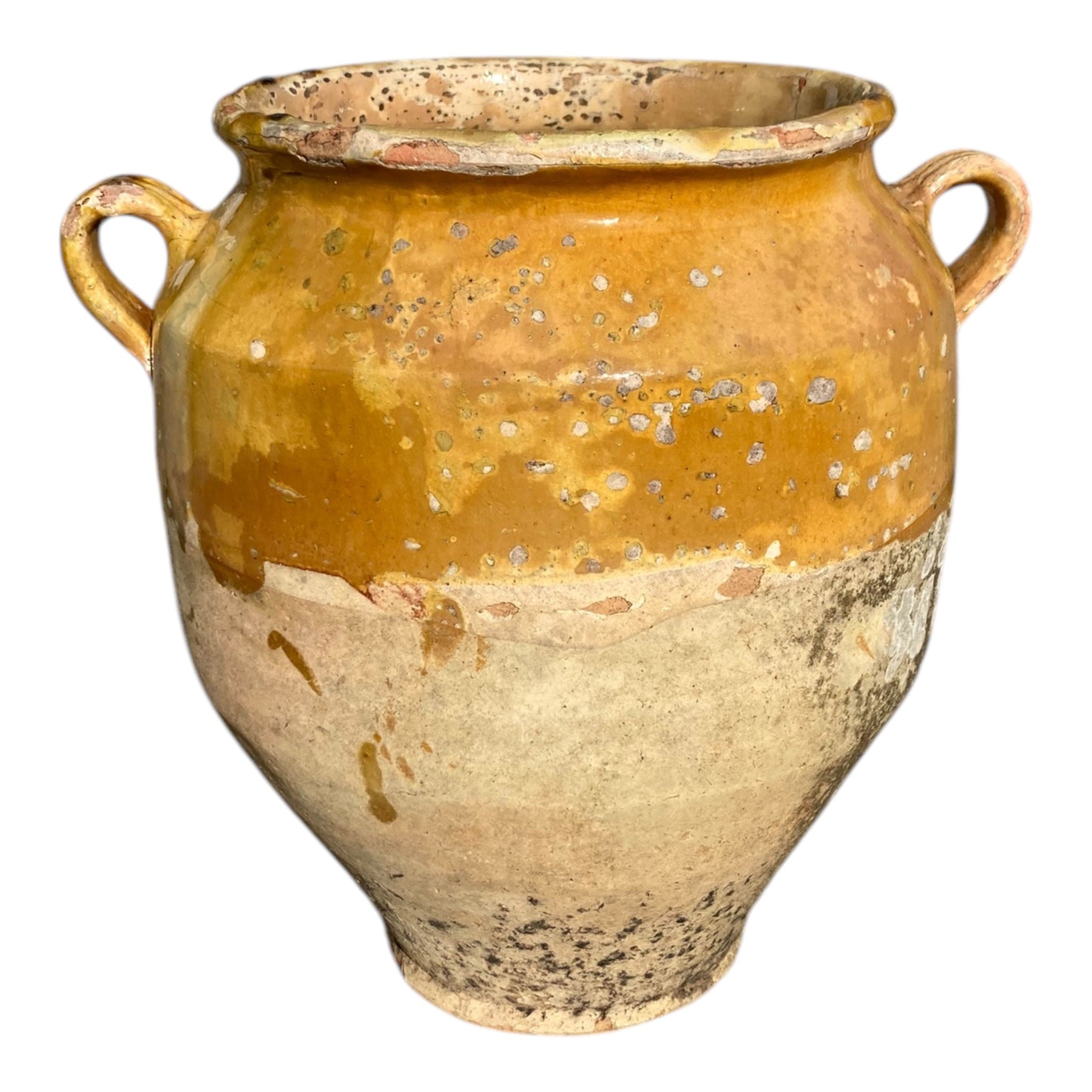 Pot jaune en terre cuite émaillée