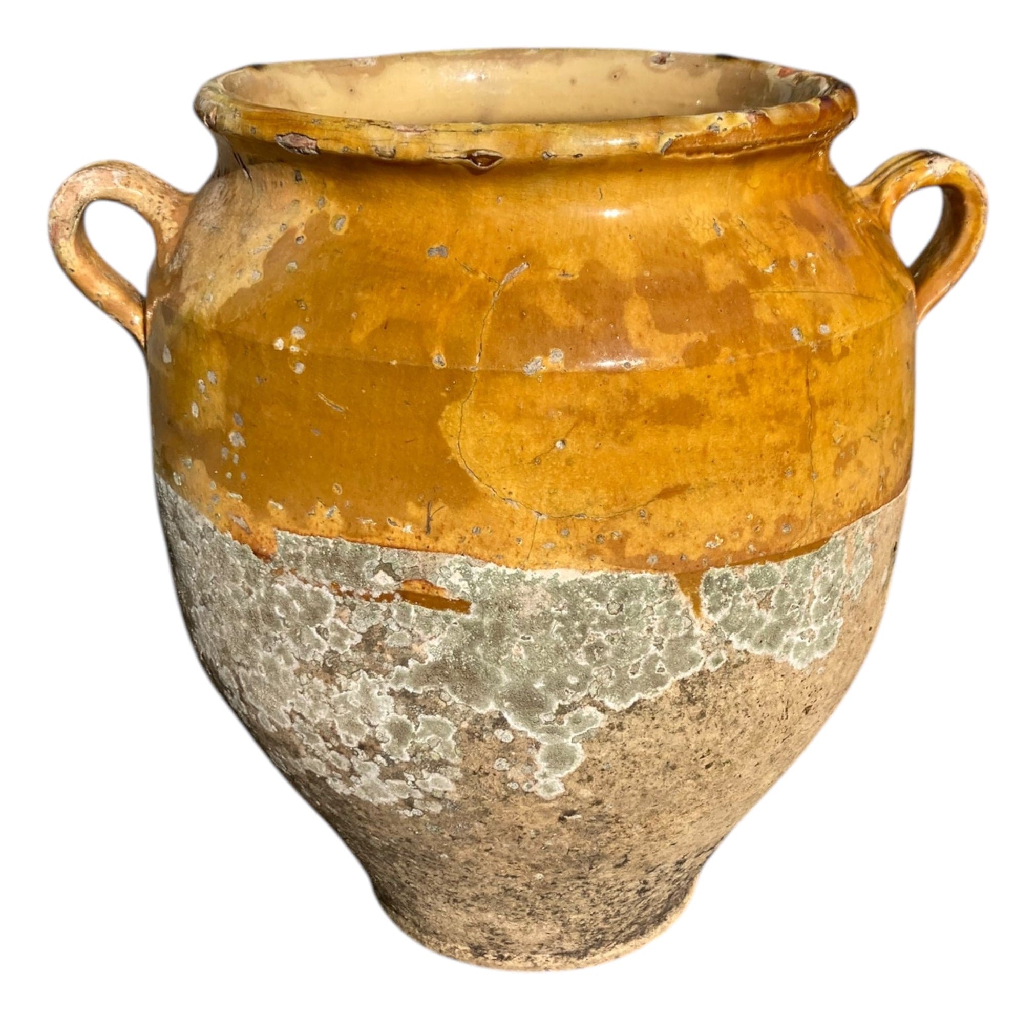 Pot jaune en terre cuite émaillée