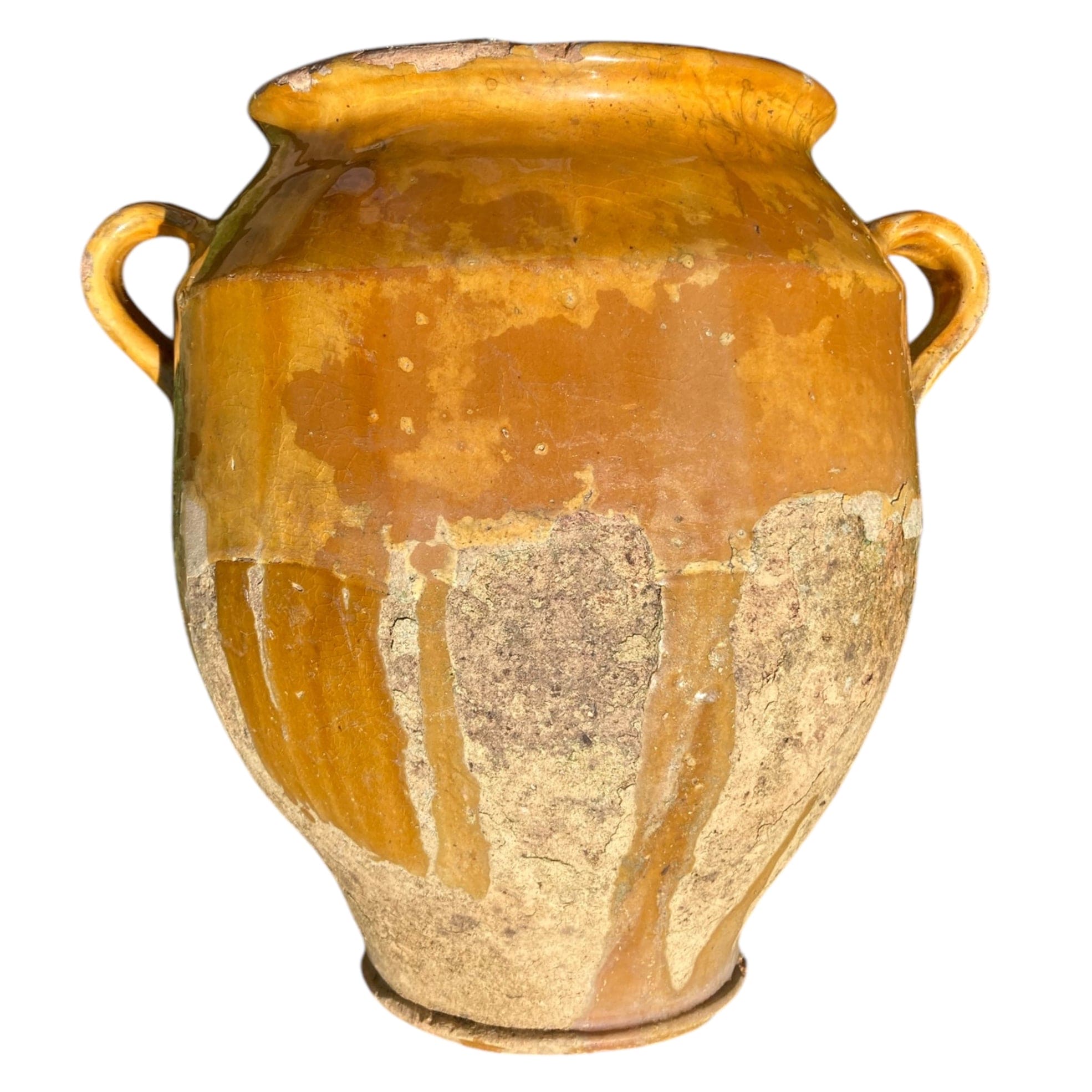 pot jaune en terre cuite vernissée