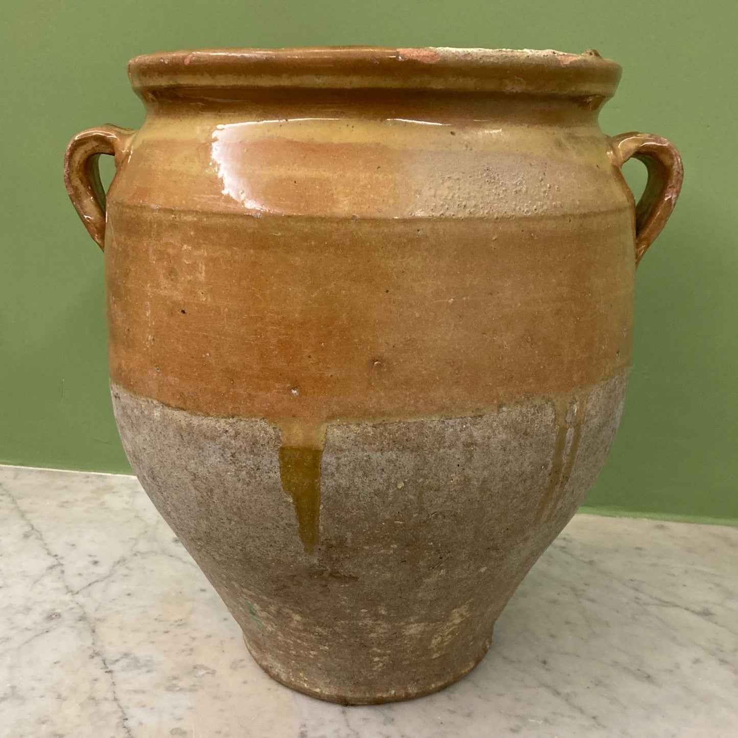 ancien pot à confit en terre cuite vernissée