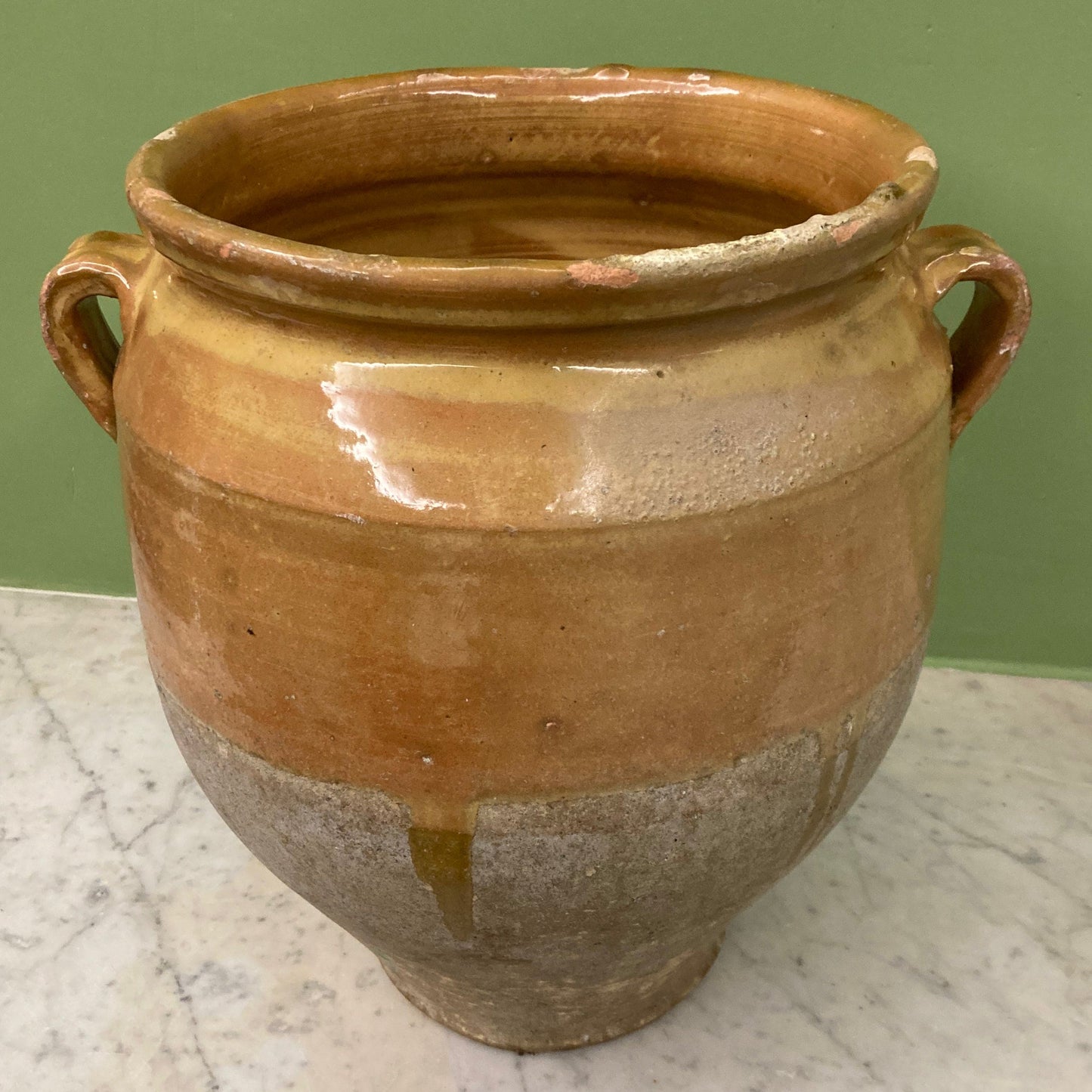 ancien pot à confit en terre cuite vernissée