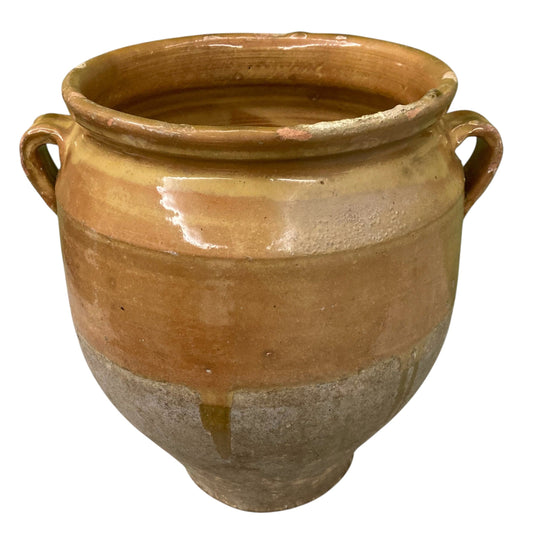 ancien pot à confit en terre cuite vernissée