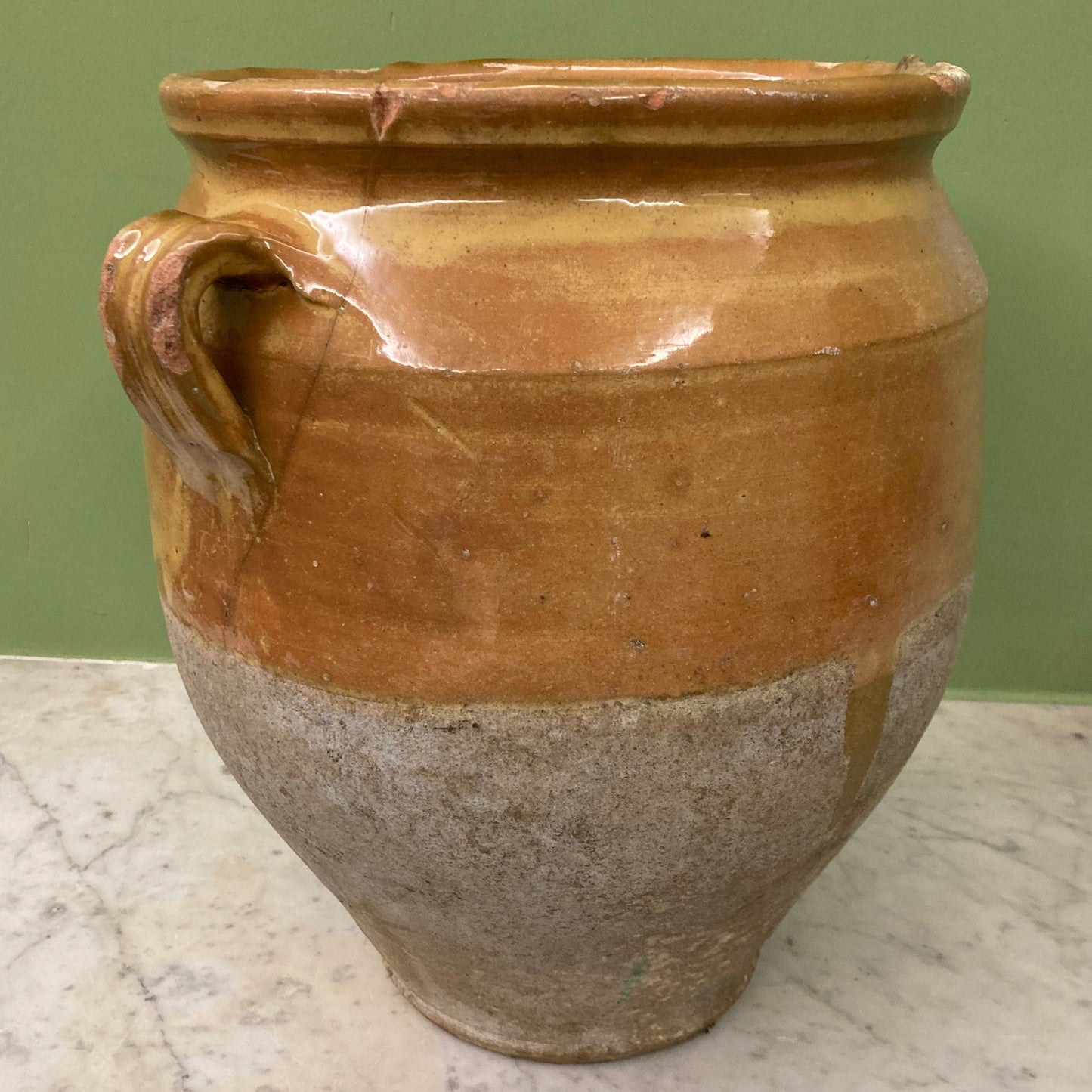 ancien pot à confit en terre cuite vernissée