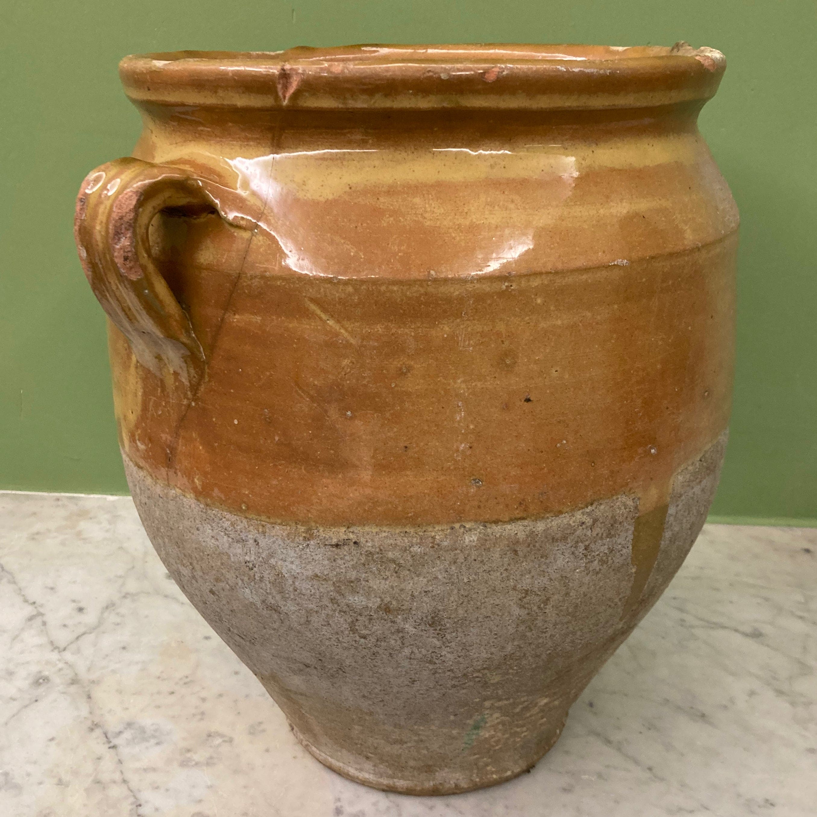 ancien pot à confit en terre cuite vernissée