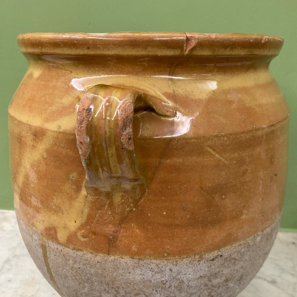 ancien pot à confit en terre cuite vernissée