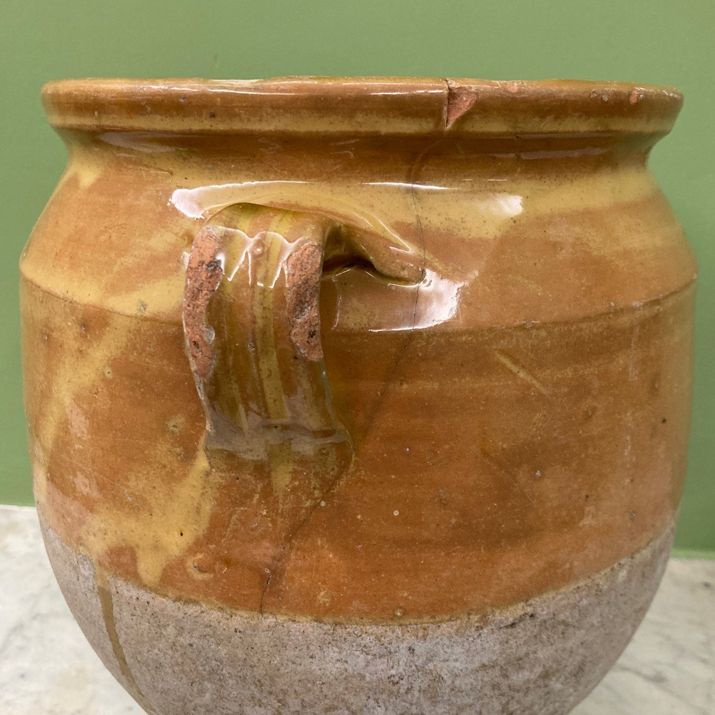 ancien pot à confit en terre cuite vernissée