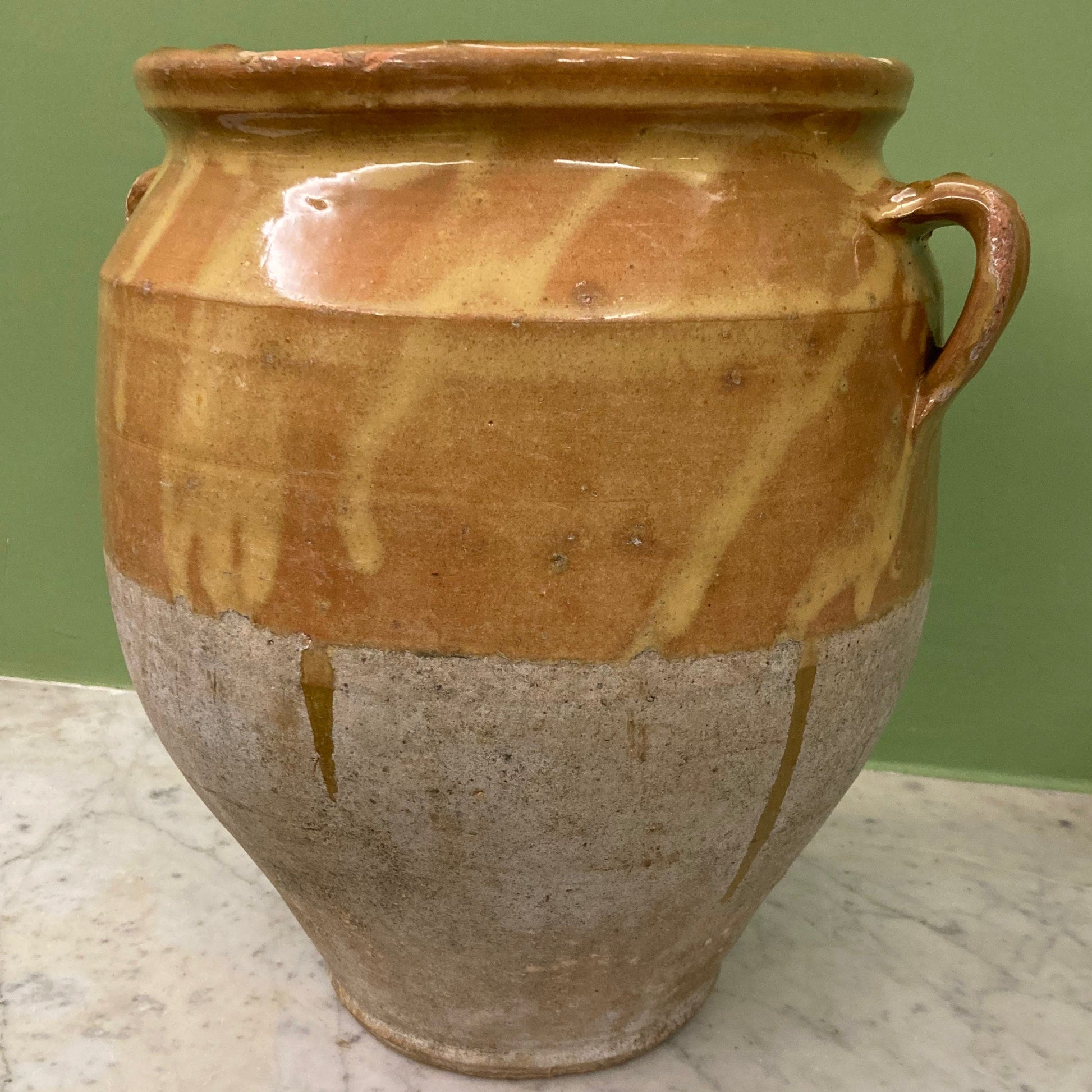 ancien pot à confit en terre cuite vernissée