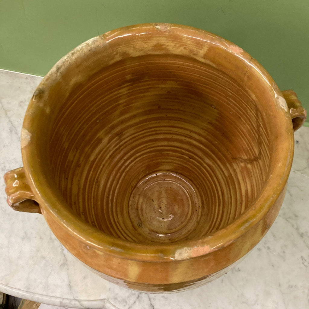 ancien pot à confit en terre cuite vernissée