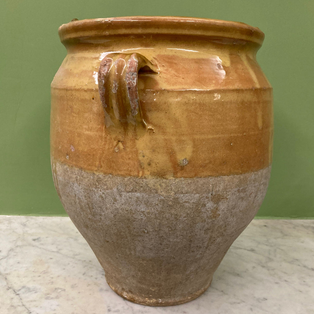 ancien pot à confit en terre cuite vernissée