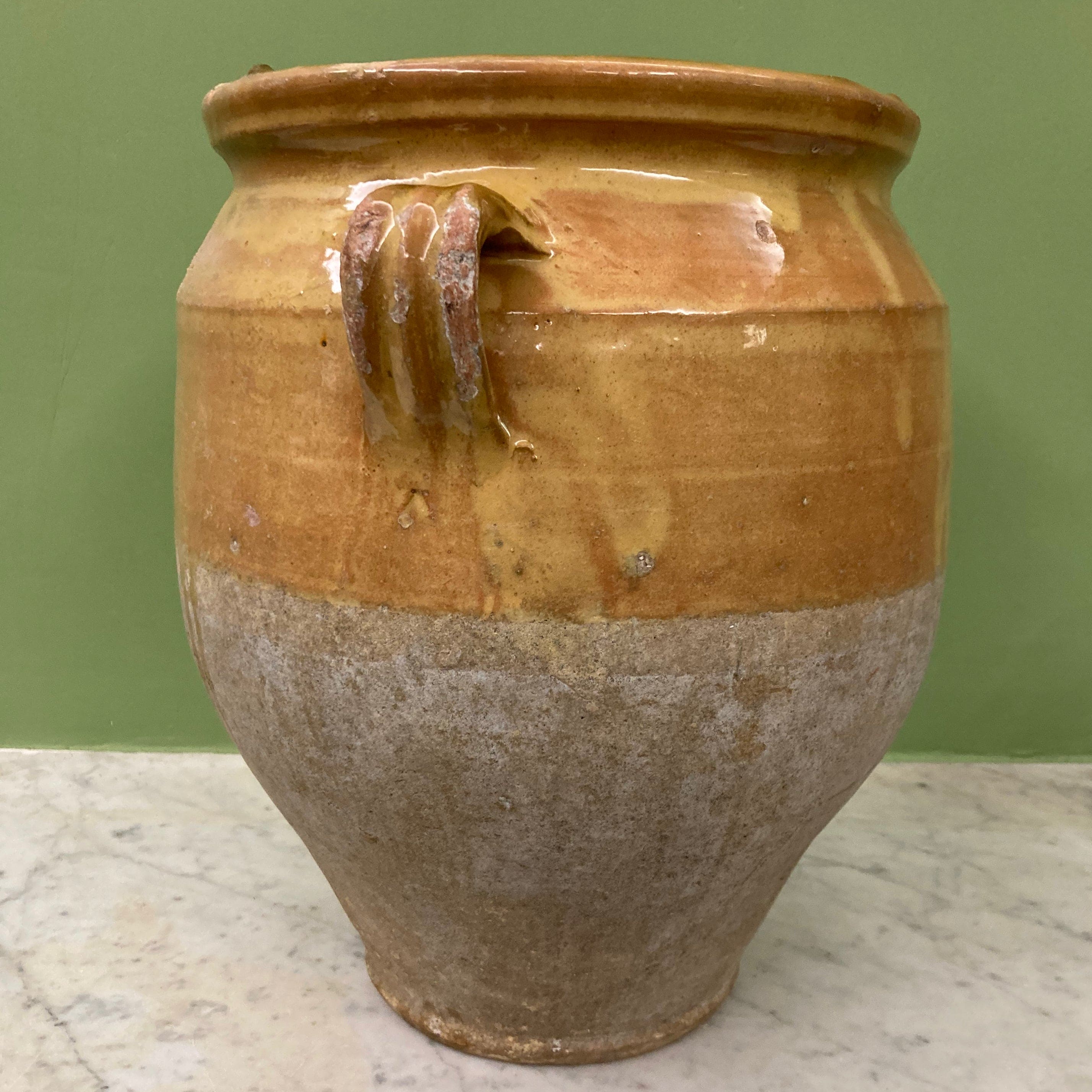 ancien pot à confit en terre cuite vernissée