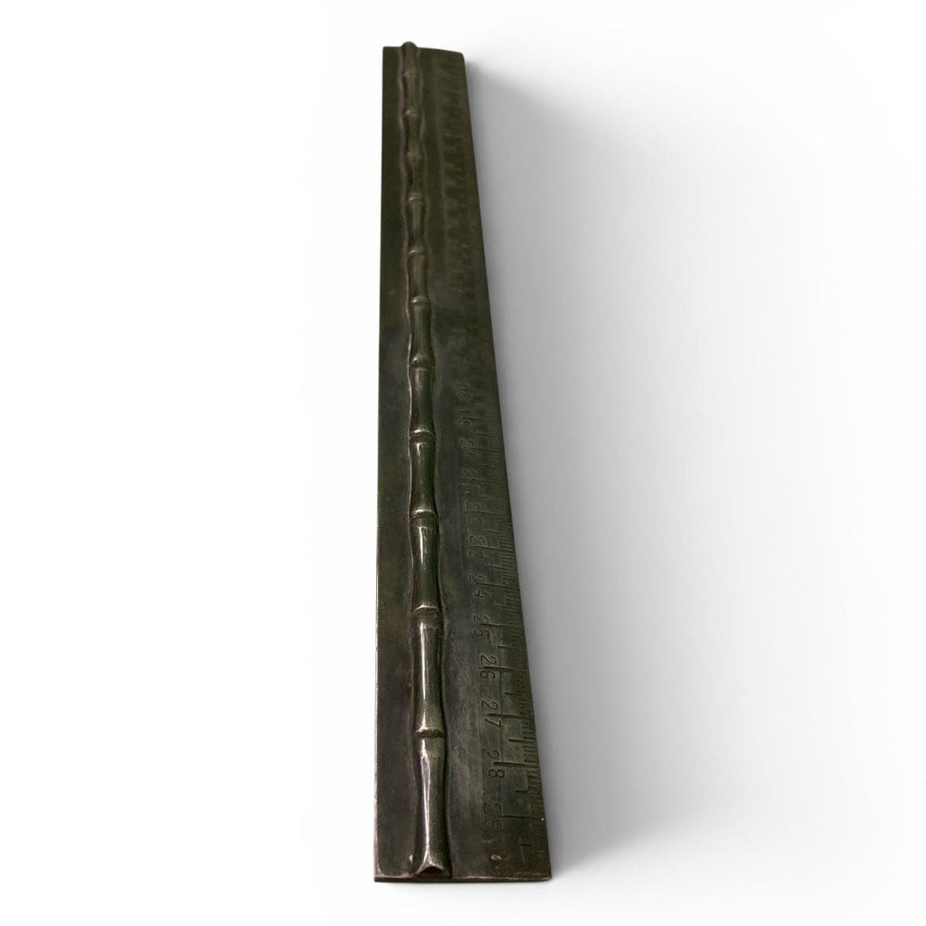 Règle de bureau à décor bambou en bronze argenté de Maria Pergay pour Jansen