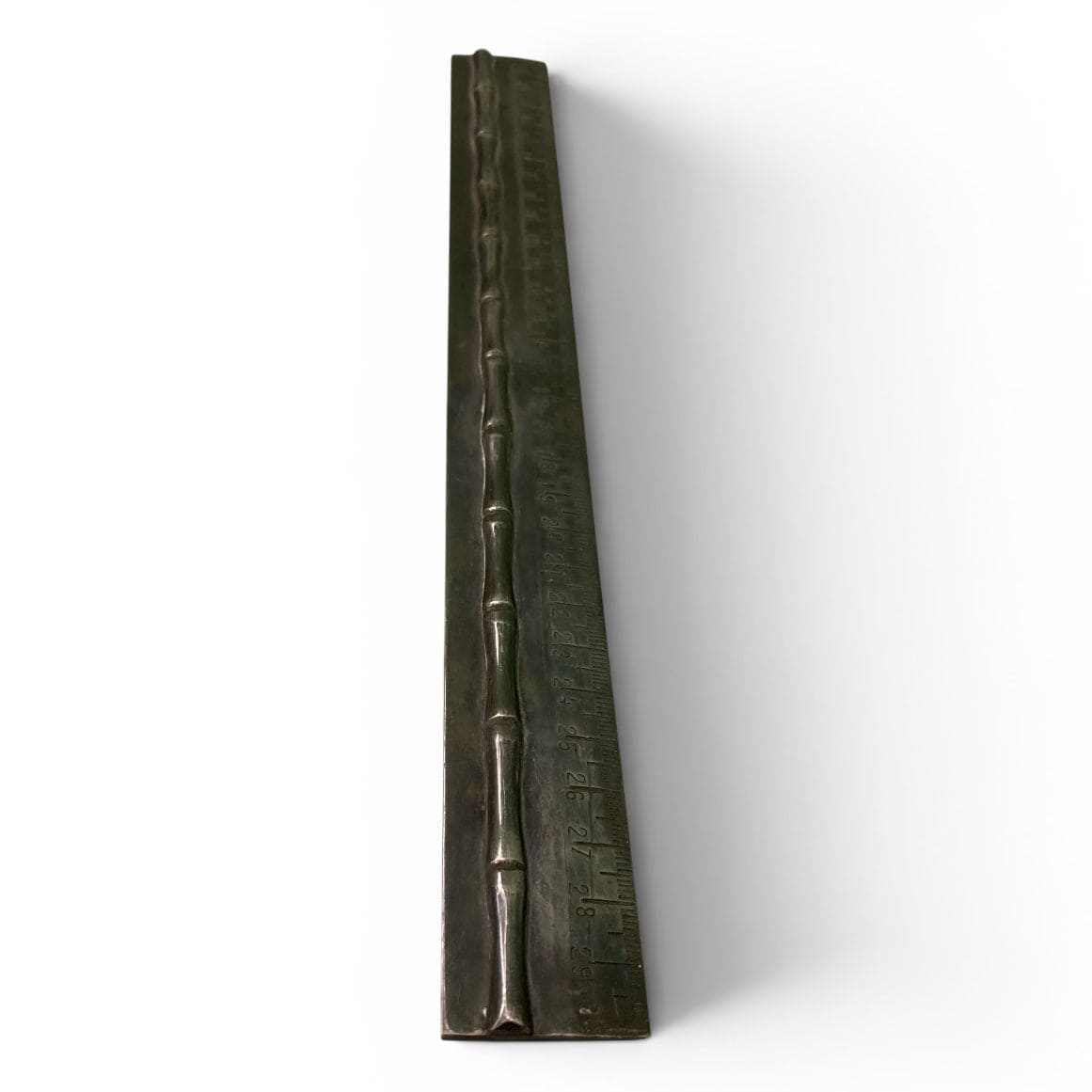 Règle de bureau à décor bambou en bronze argenté de Maria Pergay pour Jansen