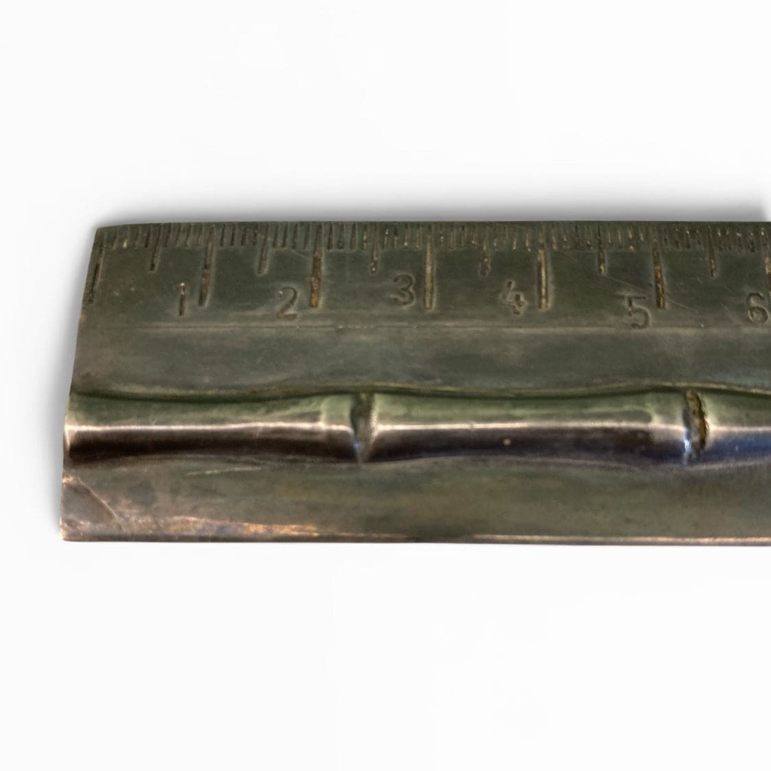 Règle de bureau à décor bambou en bronze argenté de Maria Pergay pour Jansen