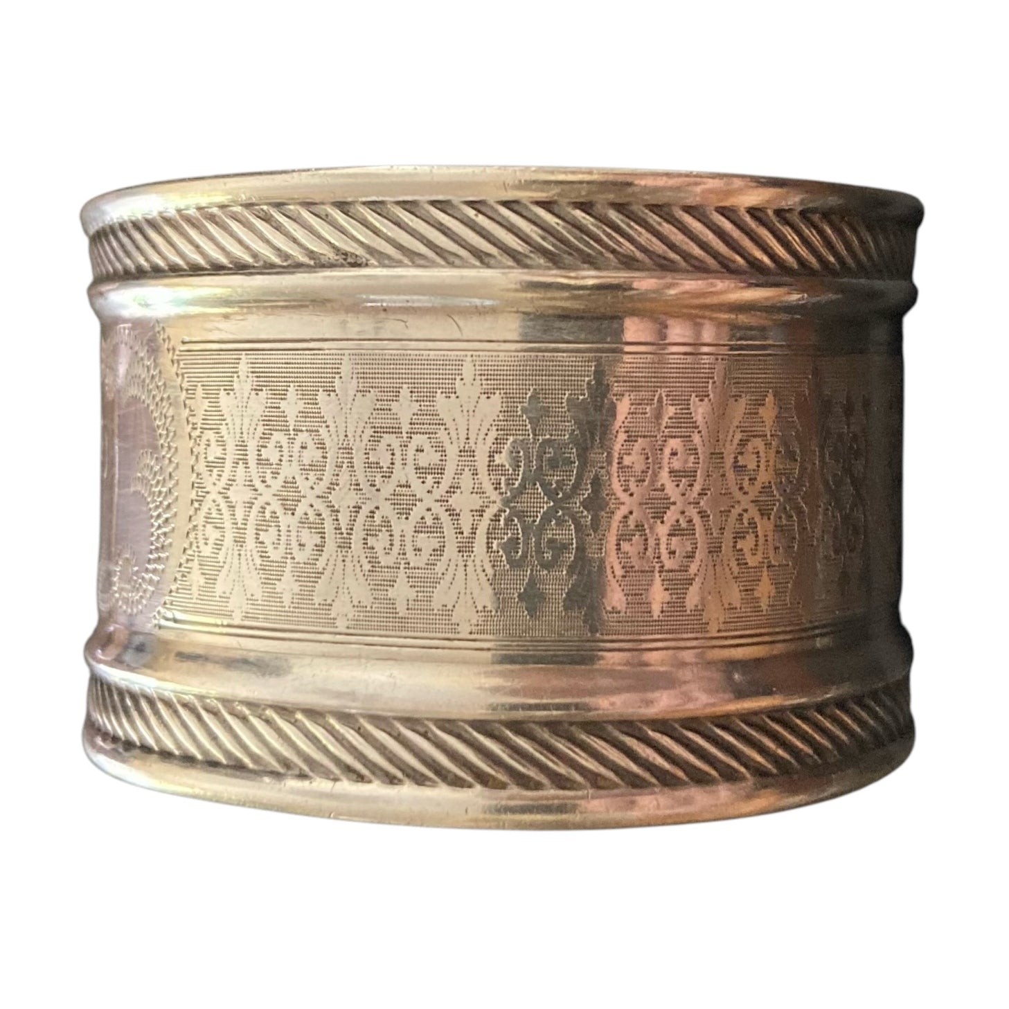 Ancien rond de serviette en argent massif avec monogramme MM