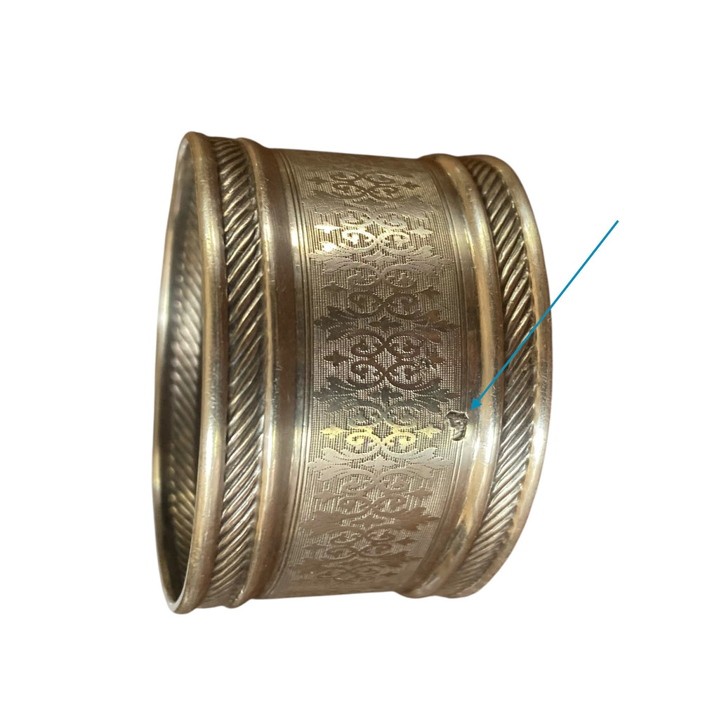 Ancien rond de serviette en argent massif avec monogramme MM