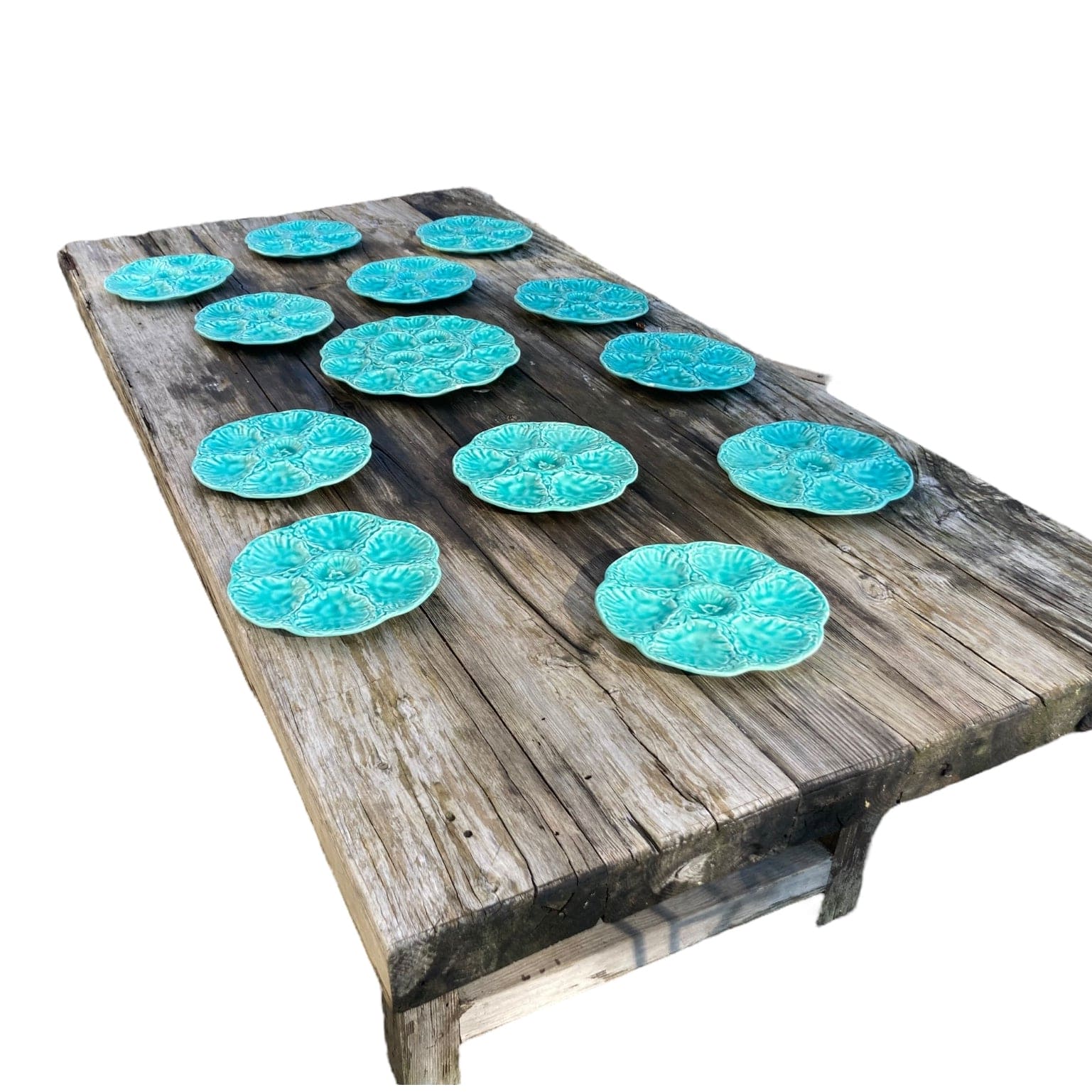 Service coquillages Gien bleu turquoise