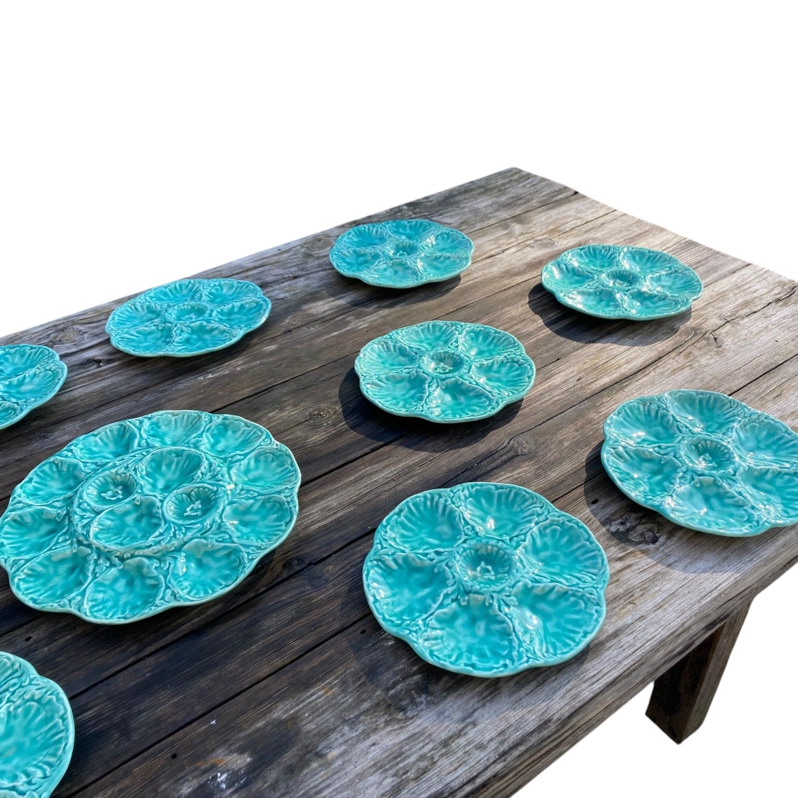 Service coquillages Gien bleu turquoise