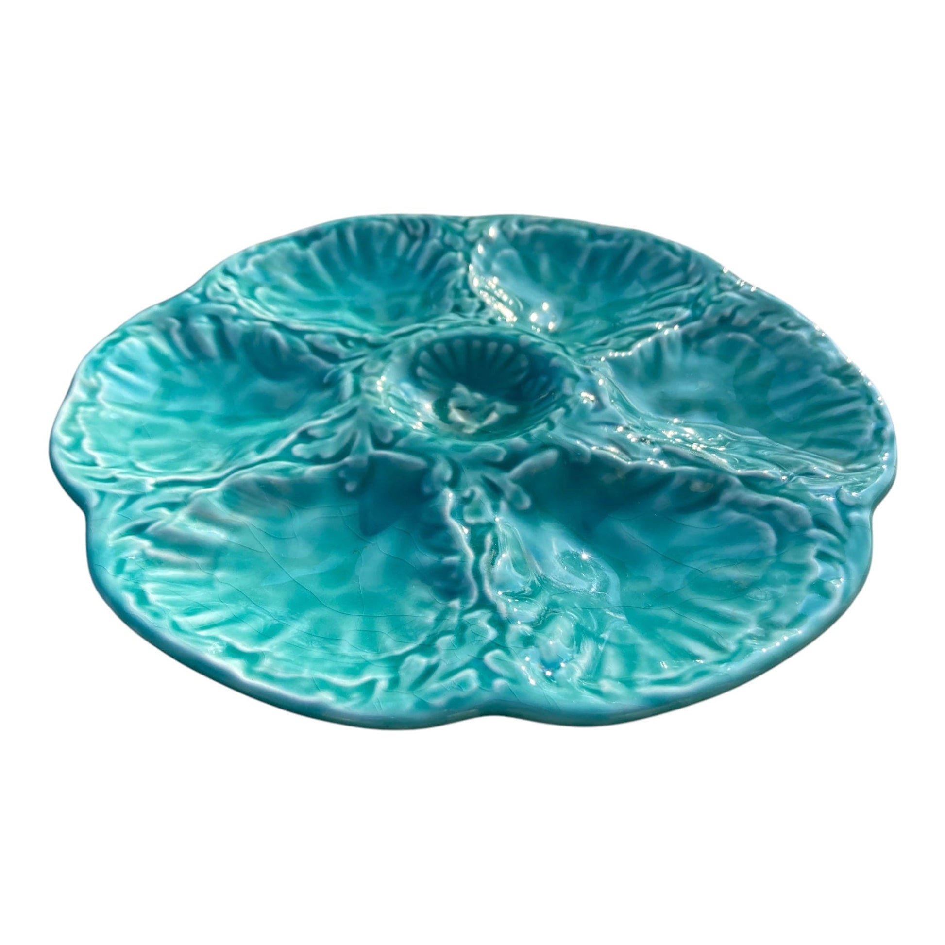 Service coquillages Gien bleu turquoise