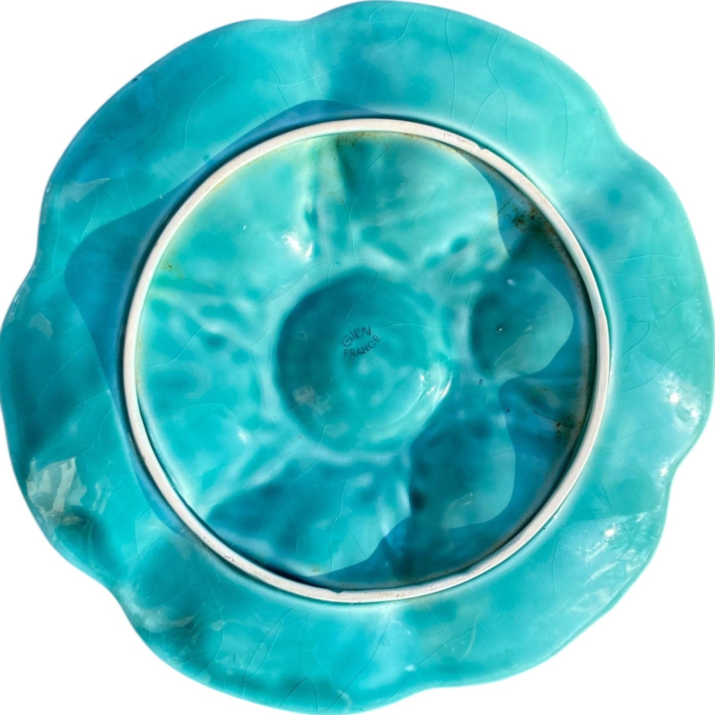 Service coquillages Gien bleu turquoise