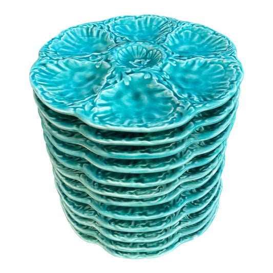 Service coquillages Gien bleu turquoise