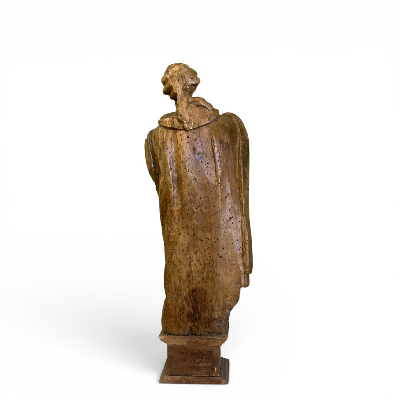 Ancienne statue en bois femme  à la cape 18ème.