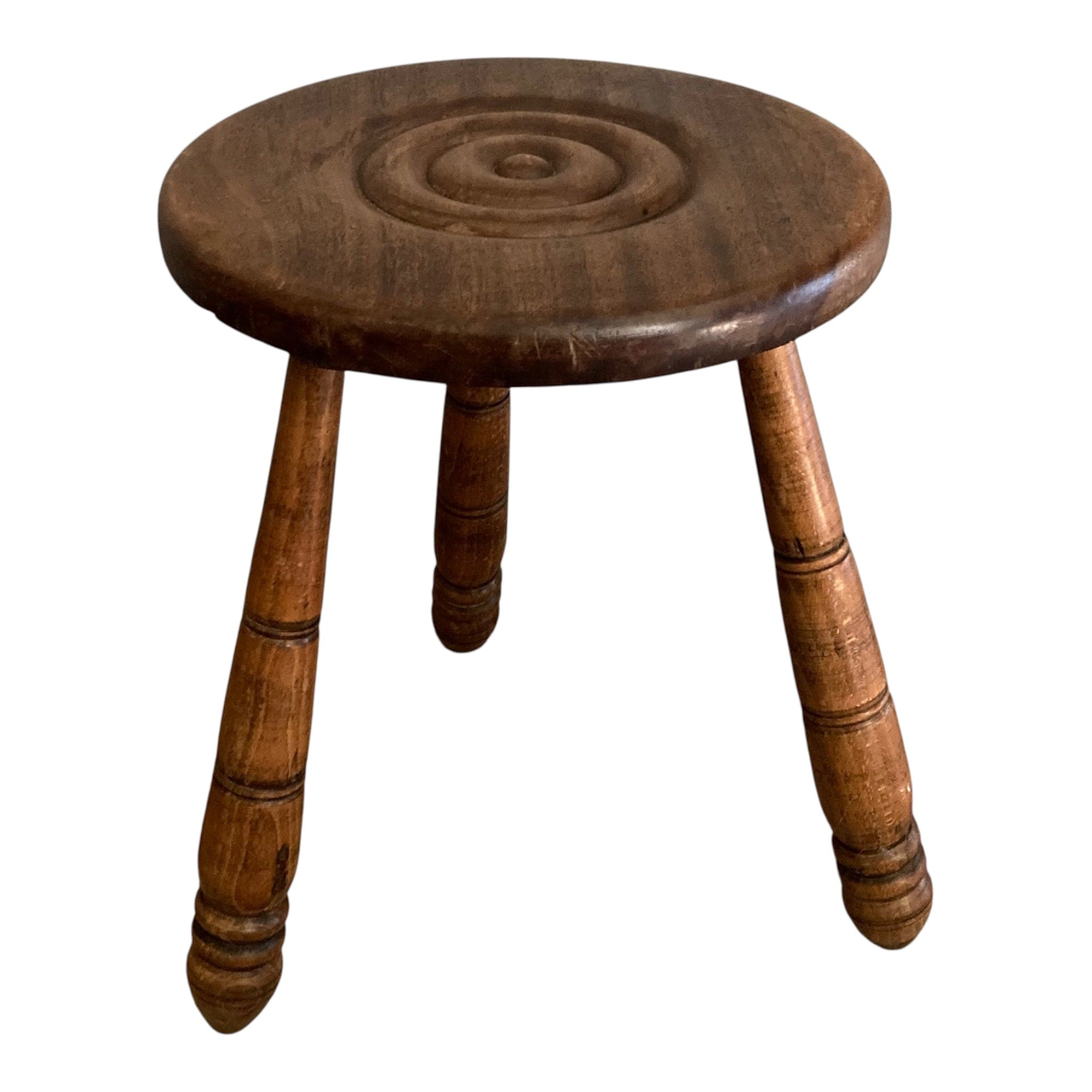 Ancien tabouret tripode à assise ronde vers 1960