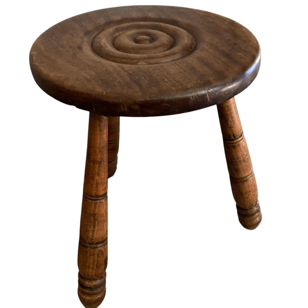 Ancien tabouret tripode à assise ronde vers 1960
