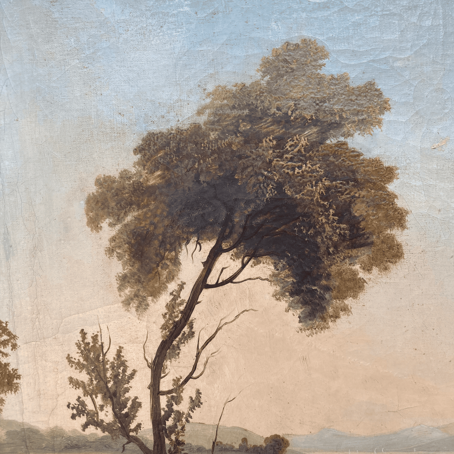 Ancien trumeau 19e. peiture scéne bucolique