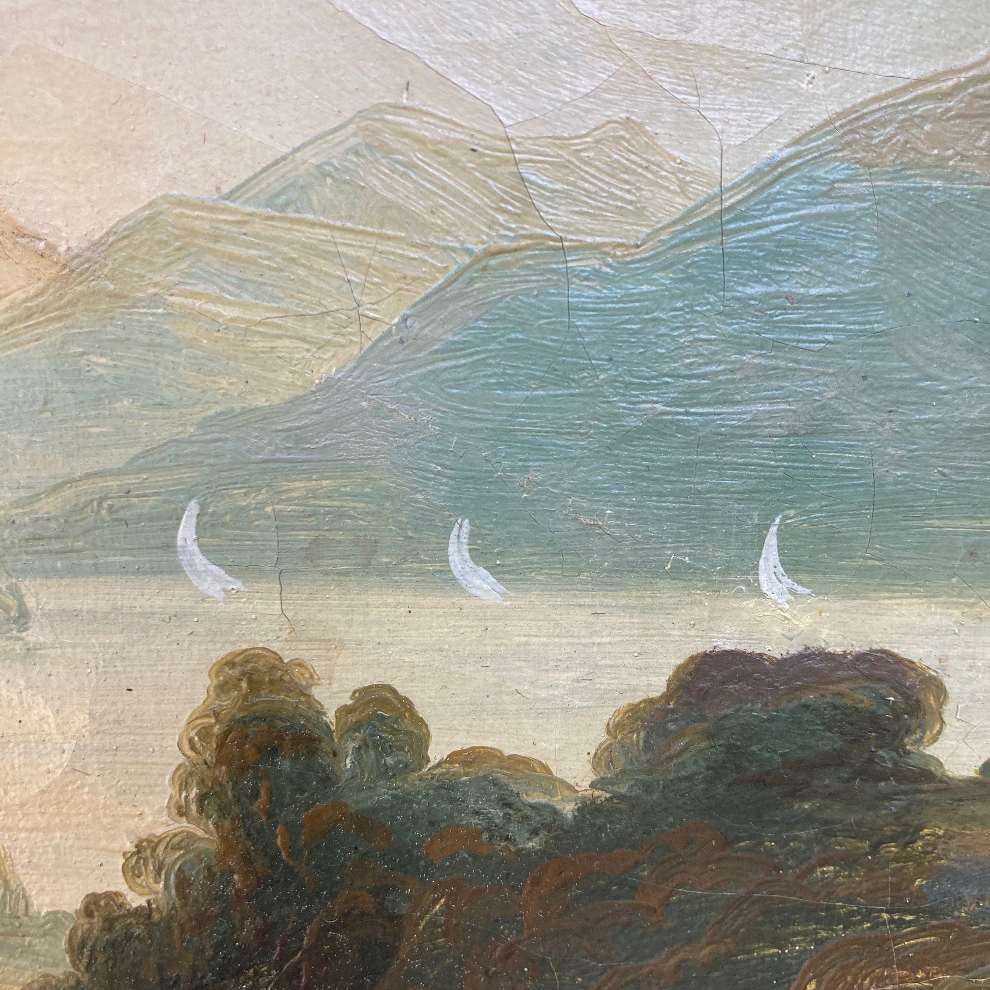 Ancien trumeau 19e. peiture scéne bucolique