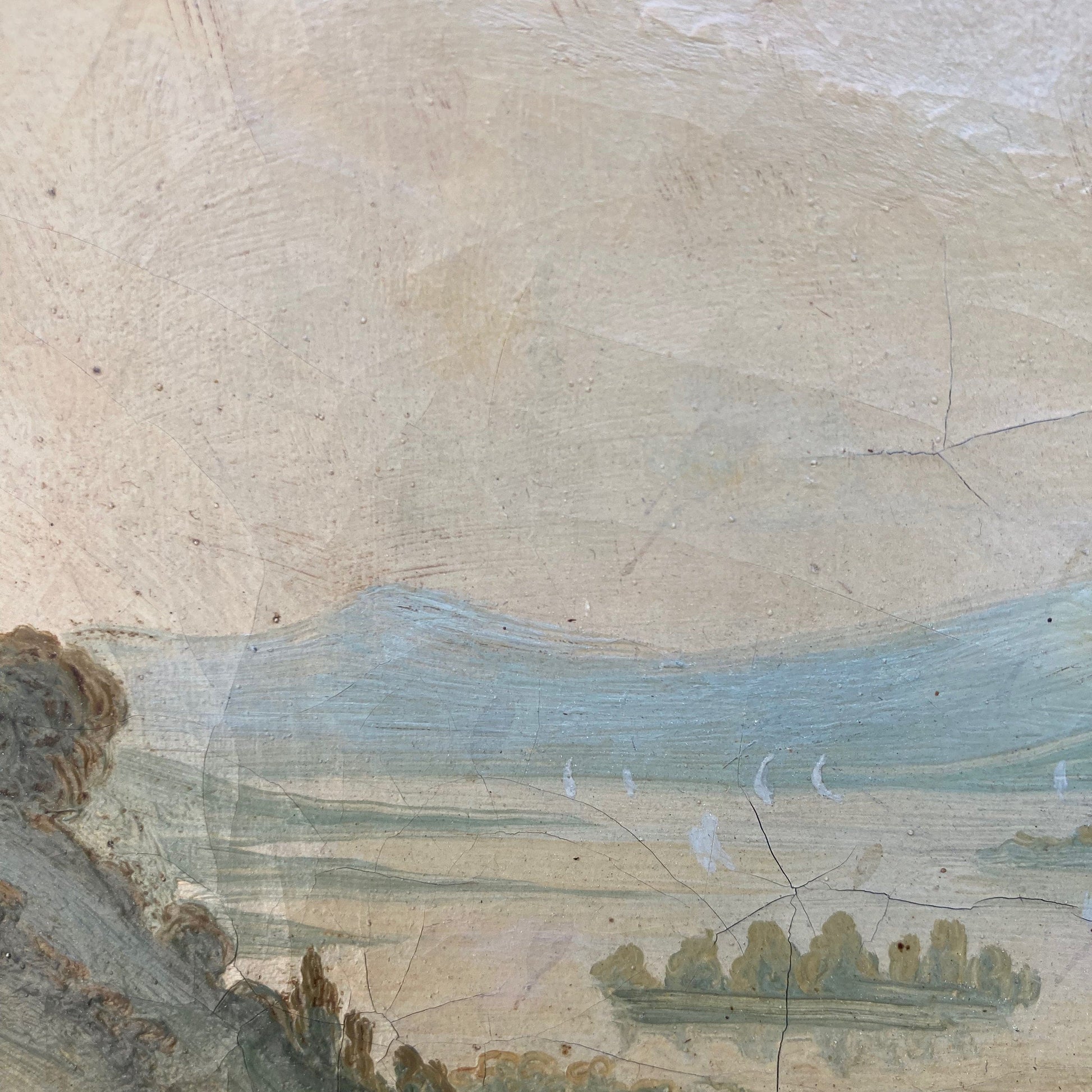 Ancien trumeau 19e. peiture scéne bucolique