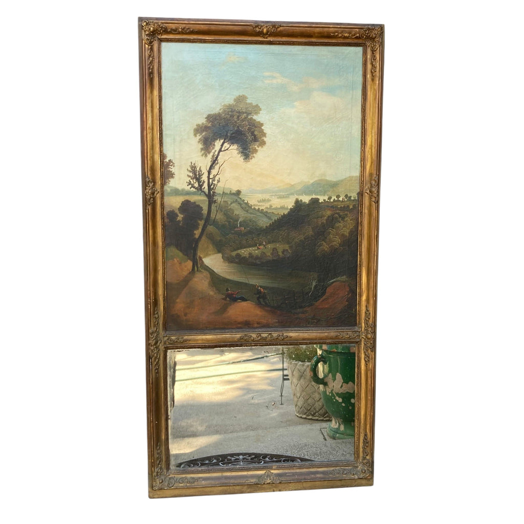 ancien trumeau avec paysage bucolique