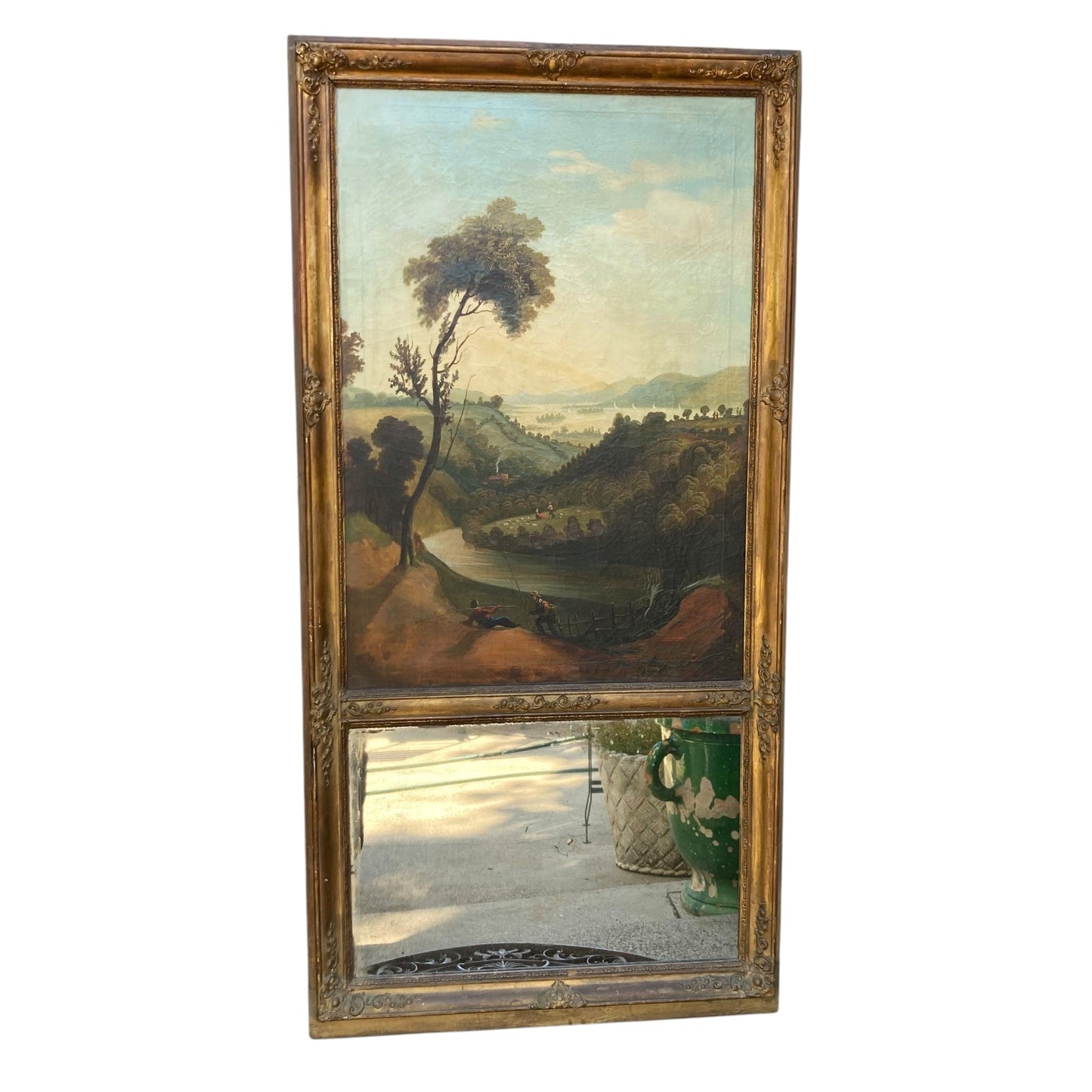 ancien trumeau avec paysage bucolique