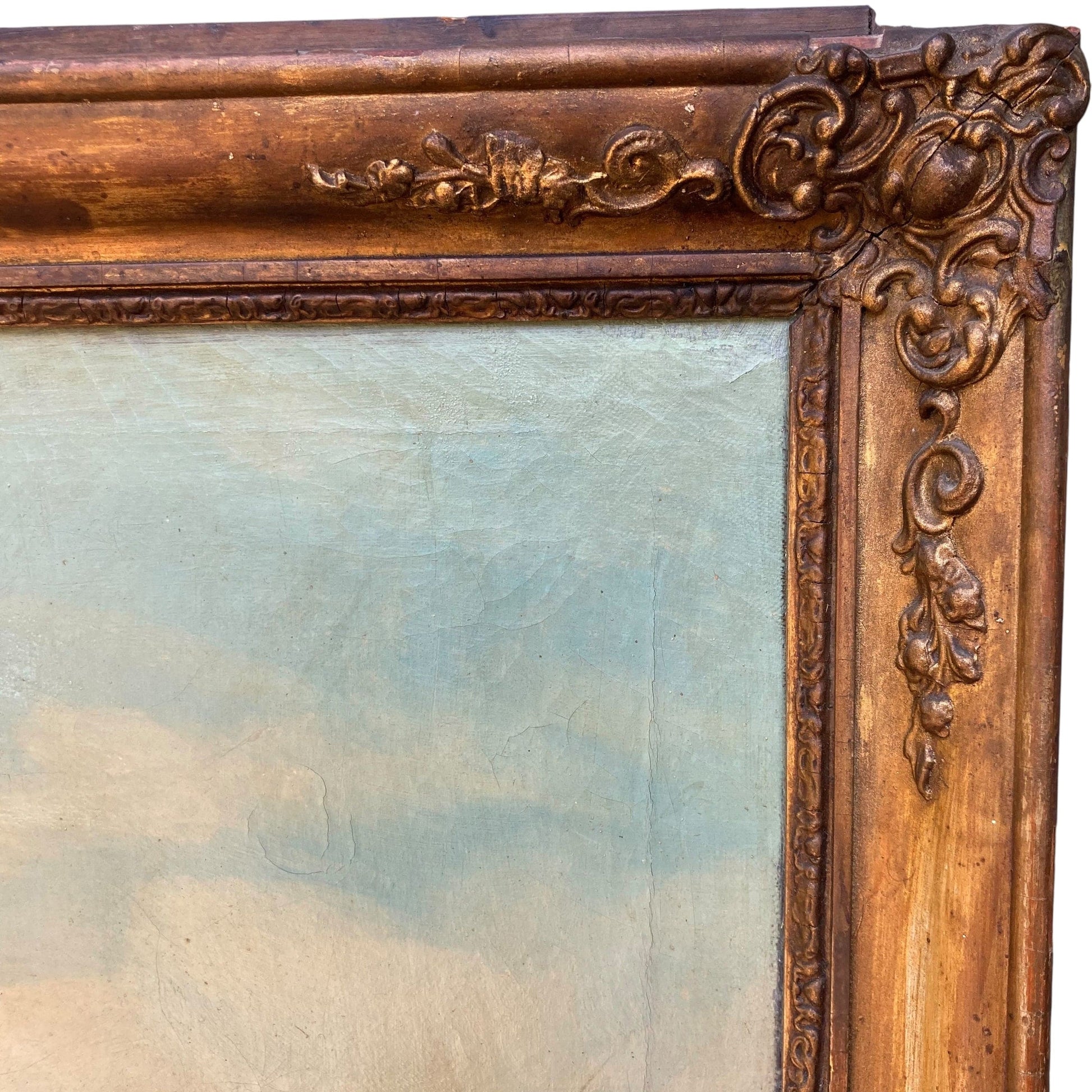 Ancien trumeau 19e. peiture scéne bucolique