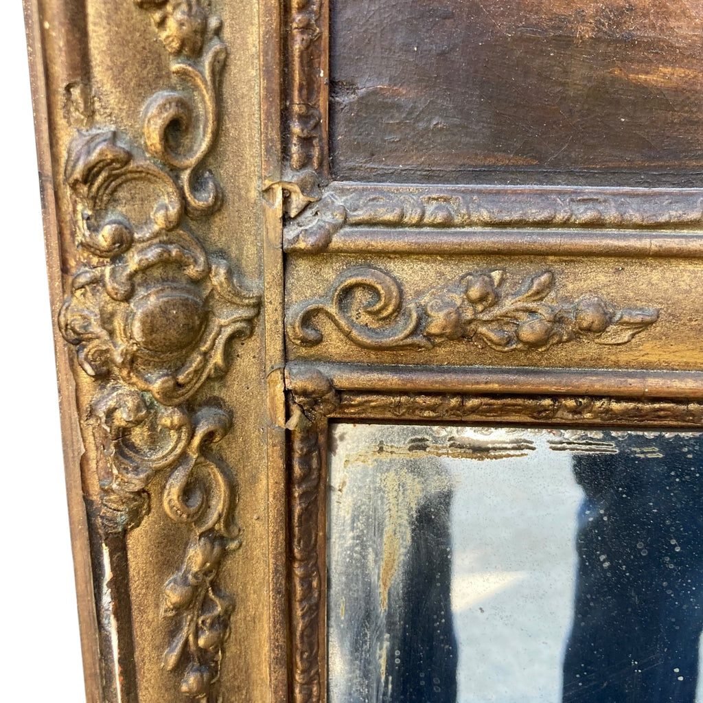 Ancien trumeau 19e. peiture scéne bucolique