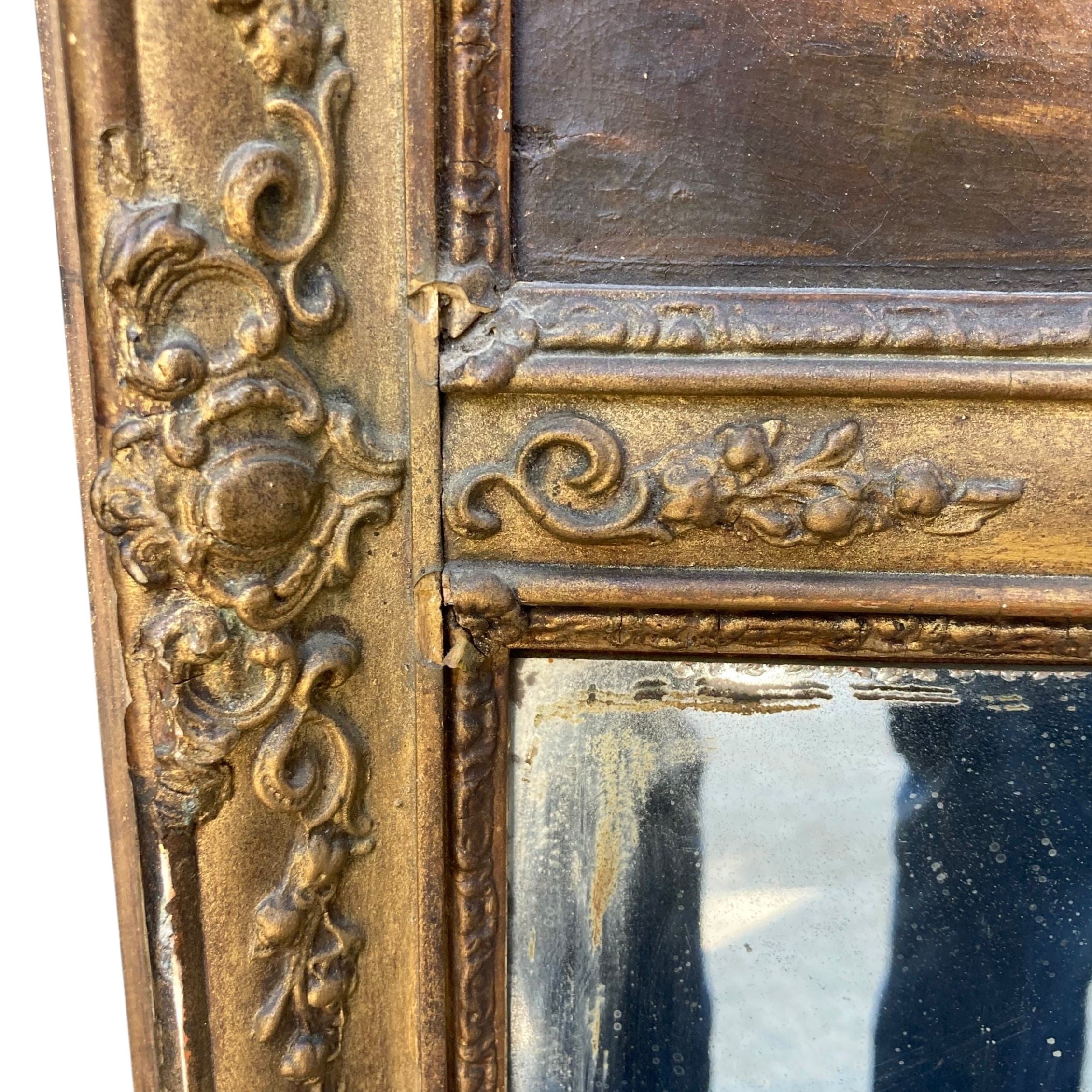 Ancien trumeau 19e. peiture scéne bucolique