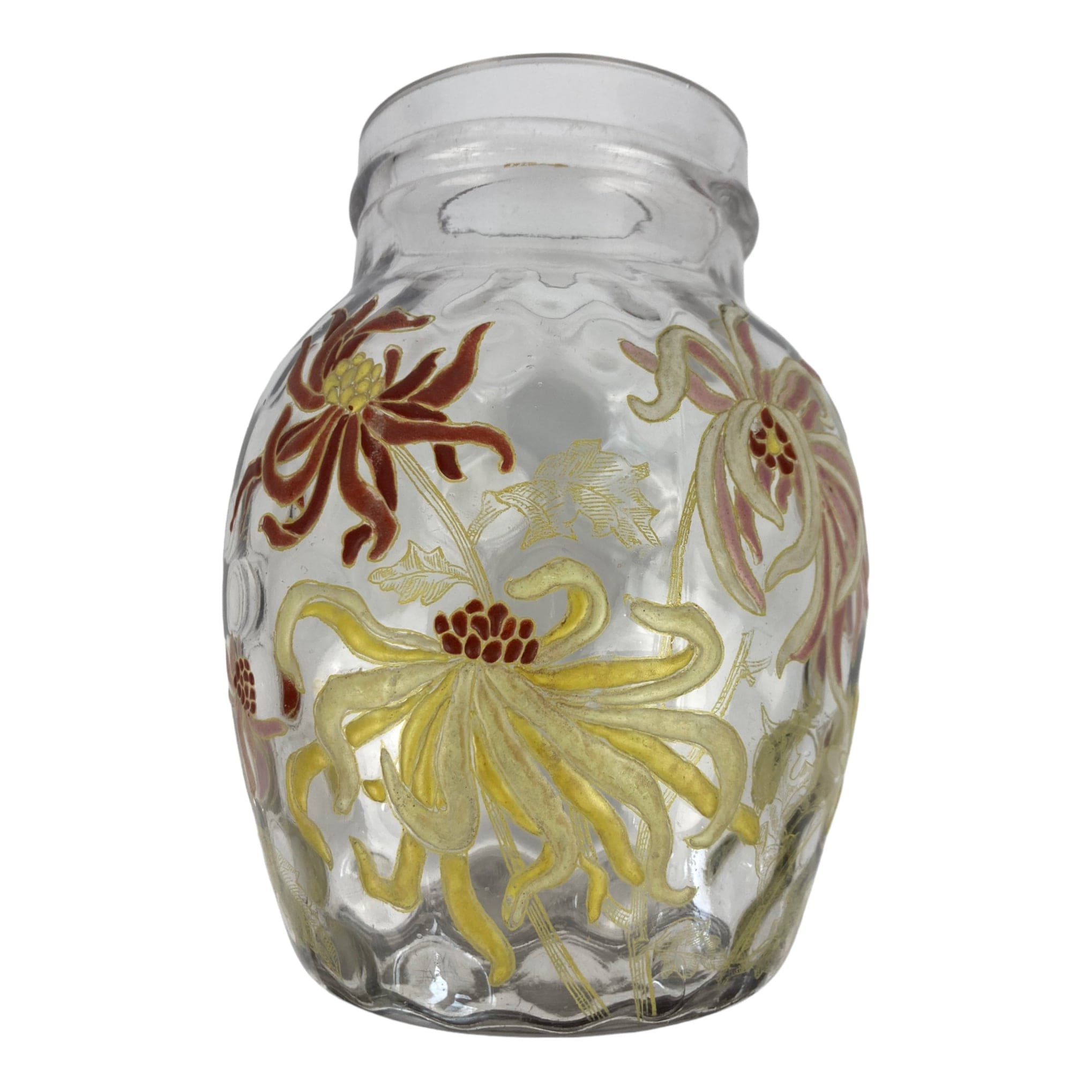 vase émaillé décor dahlias